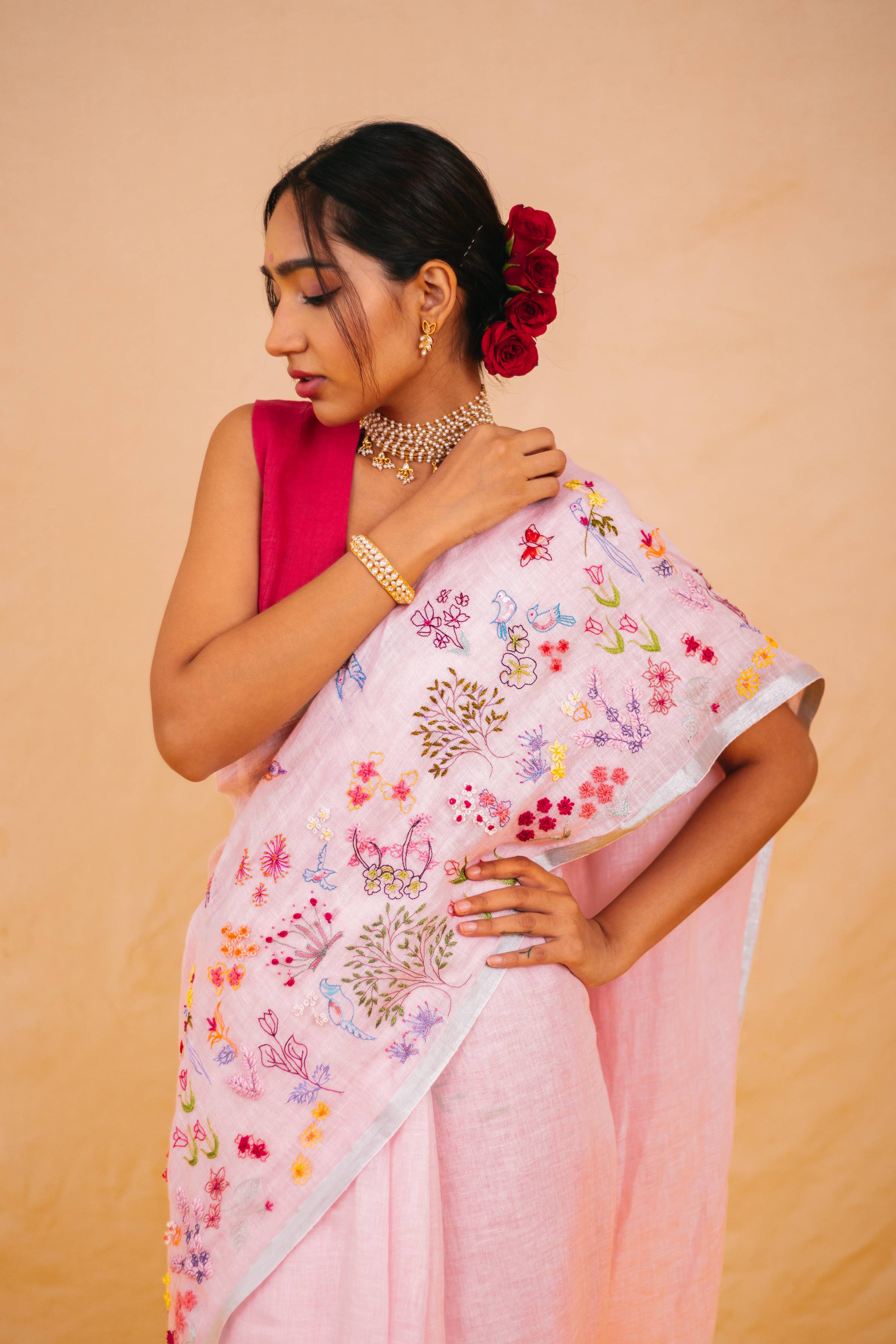 Jhilmil Linen Sari