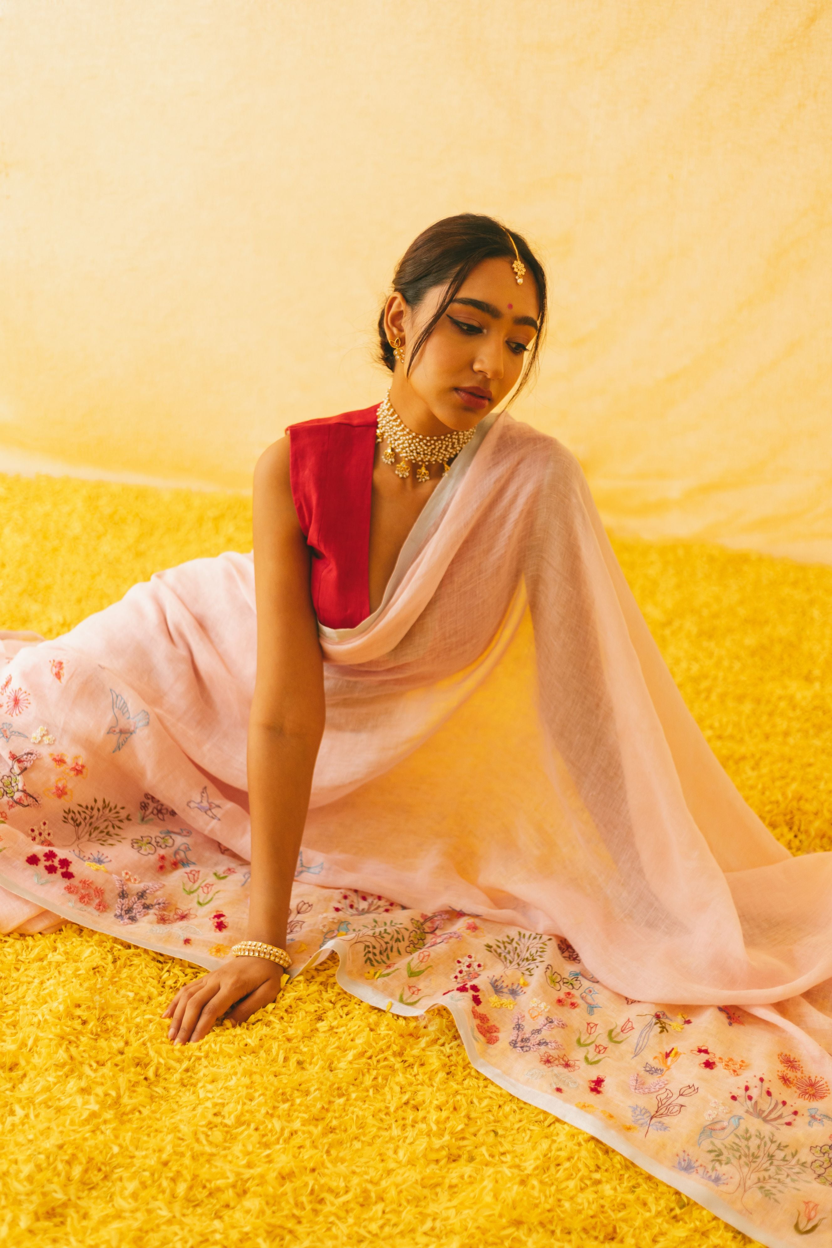 Jhilmil Linen Sari