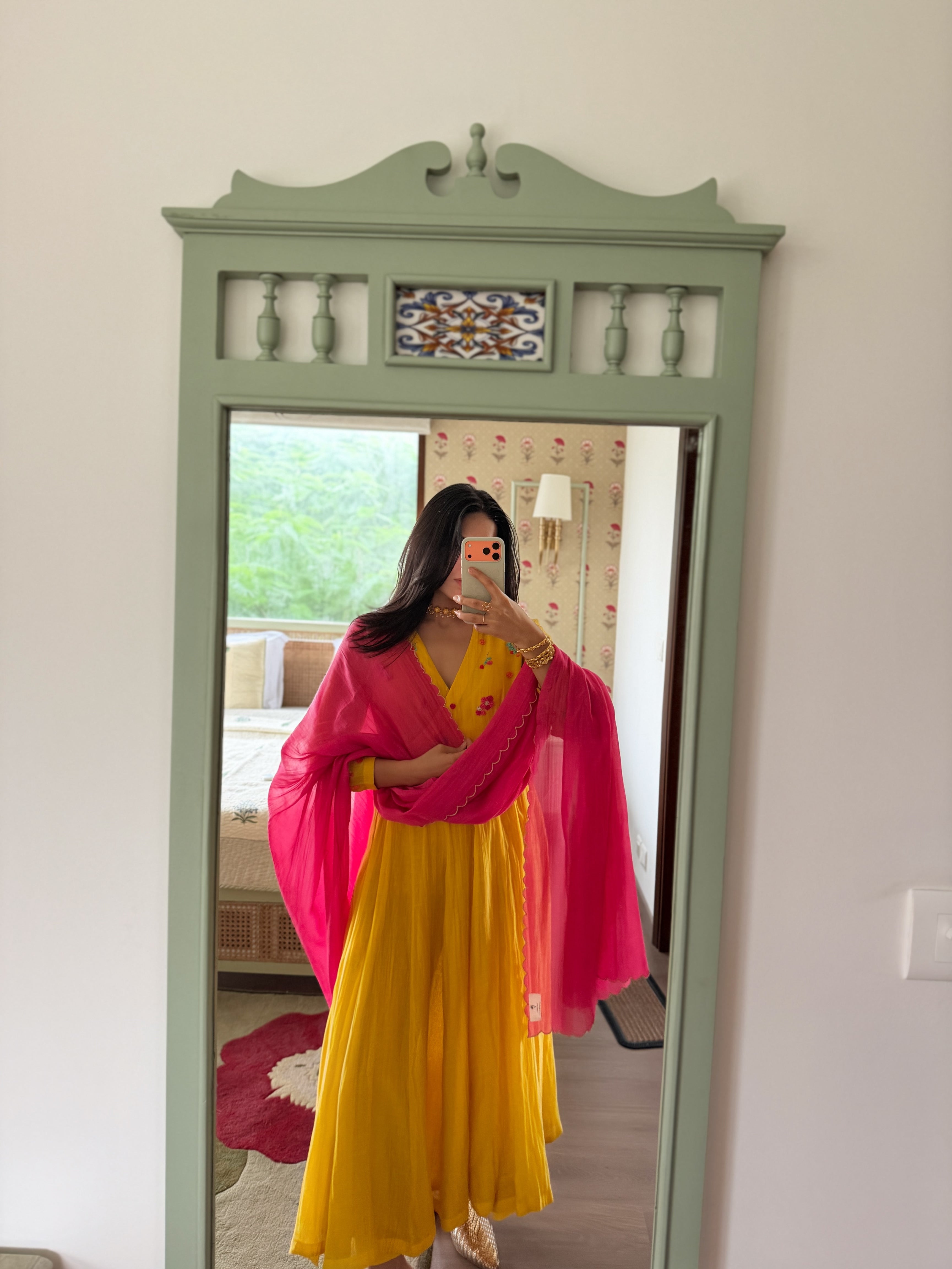 Yellow Alka Chanderi Kurta Set