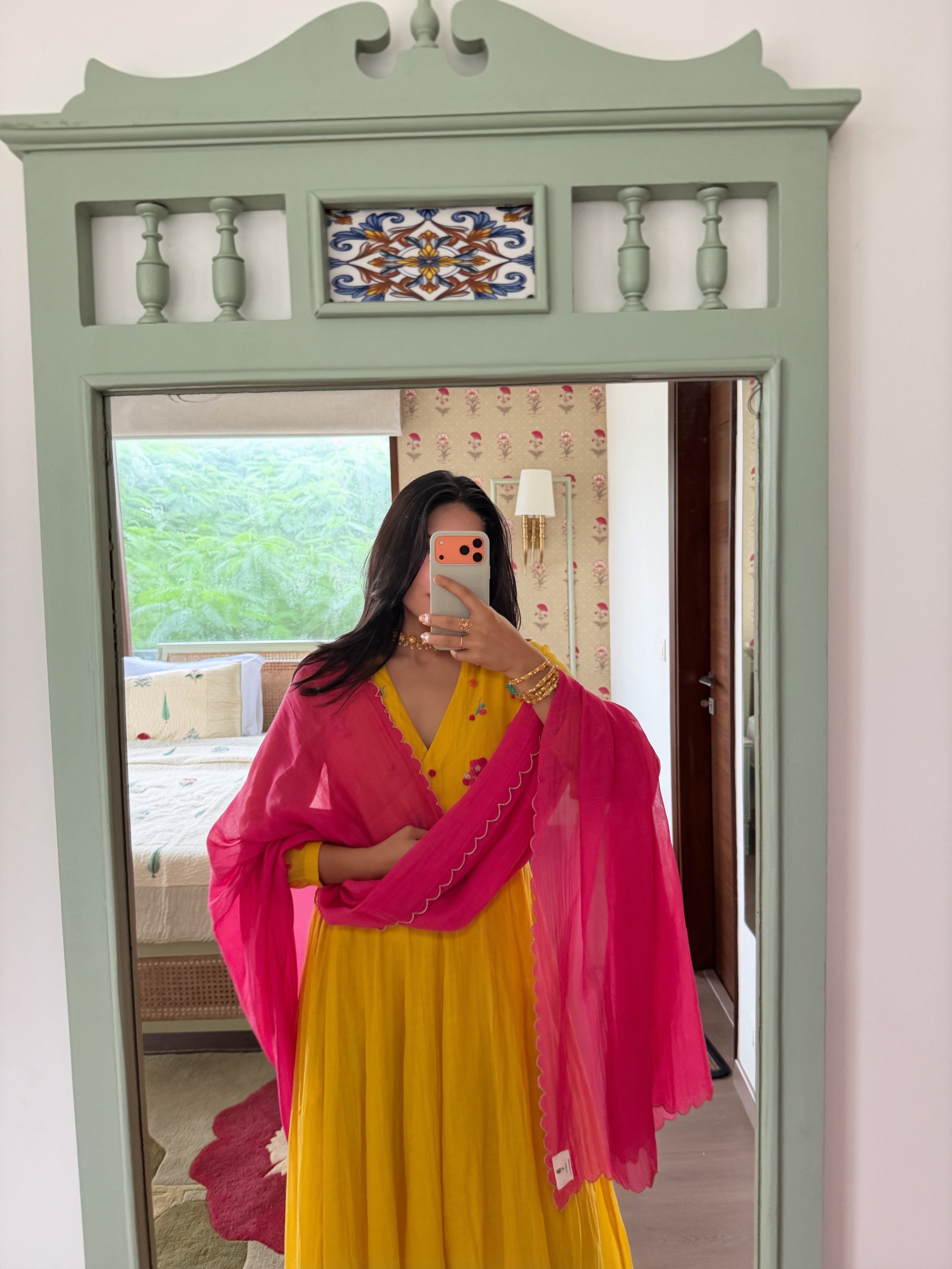 Yellow Alka Chanderi Kurta Set