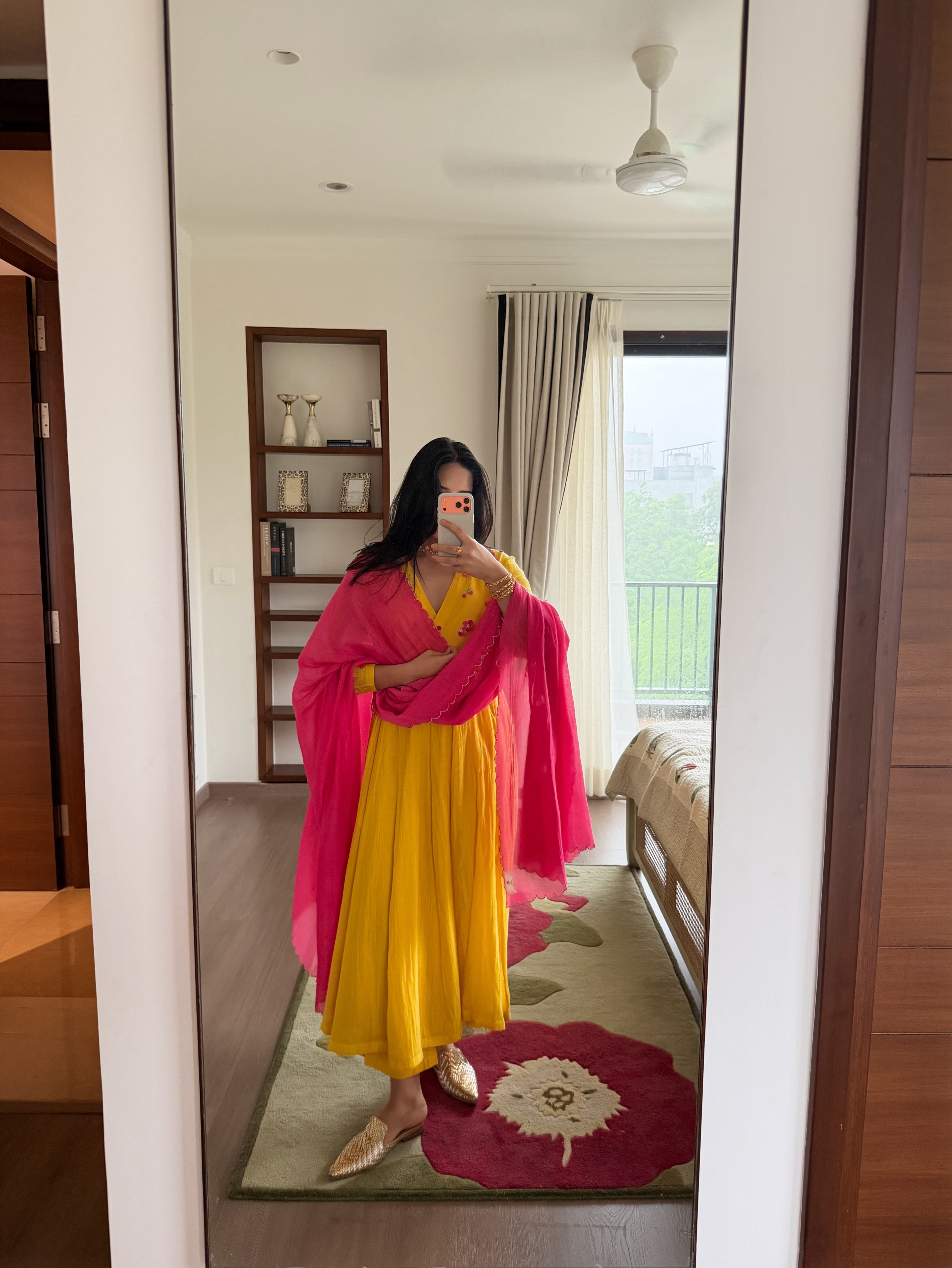 Yellow Alka Chanderi Kurta Set