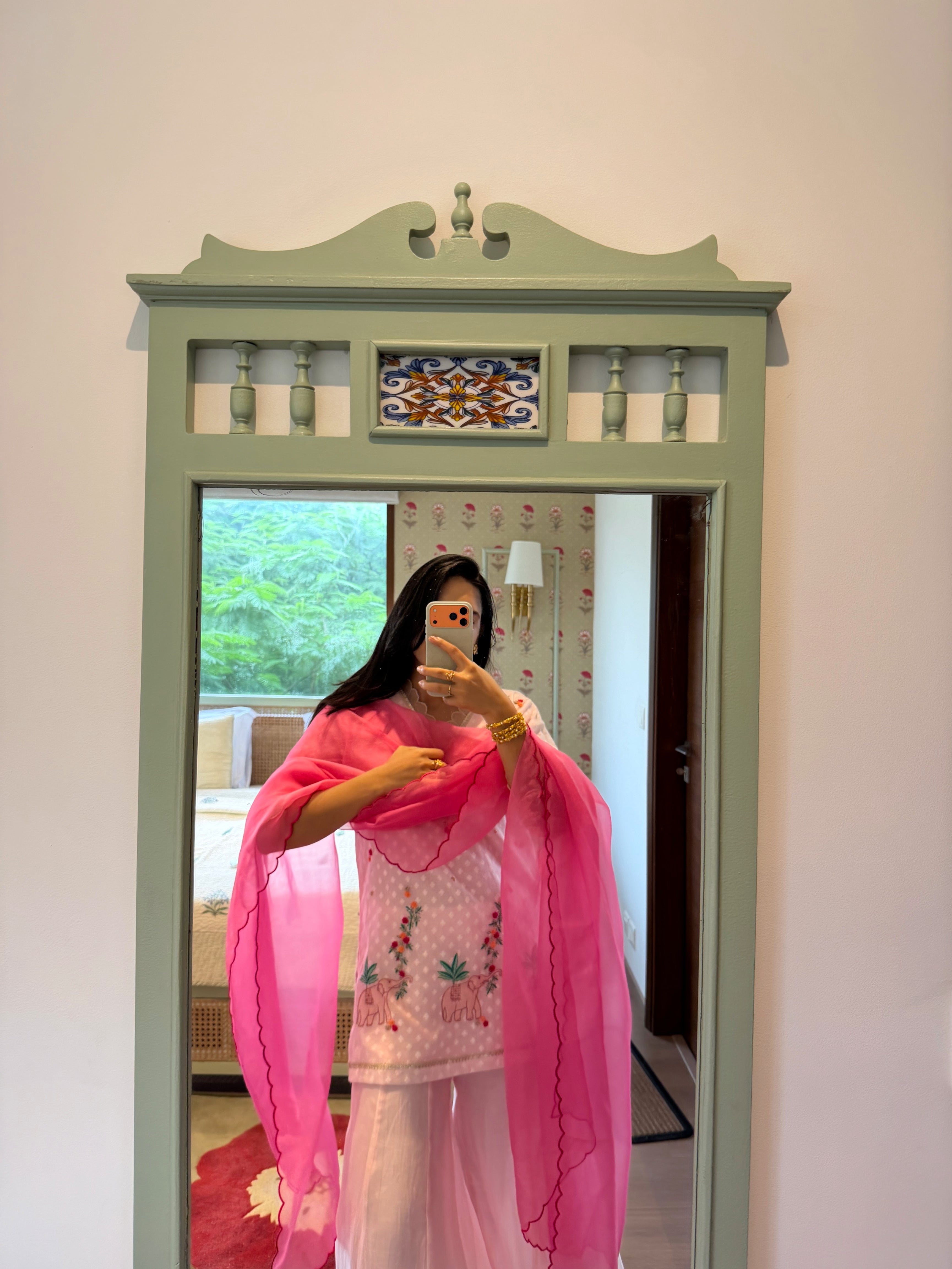 Pink Numani Short Chanderi Kurta Set