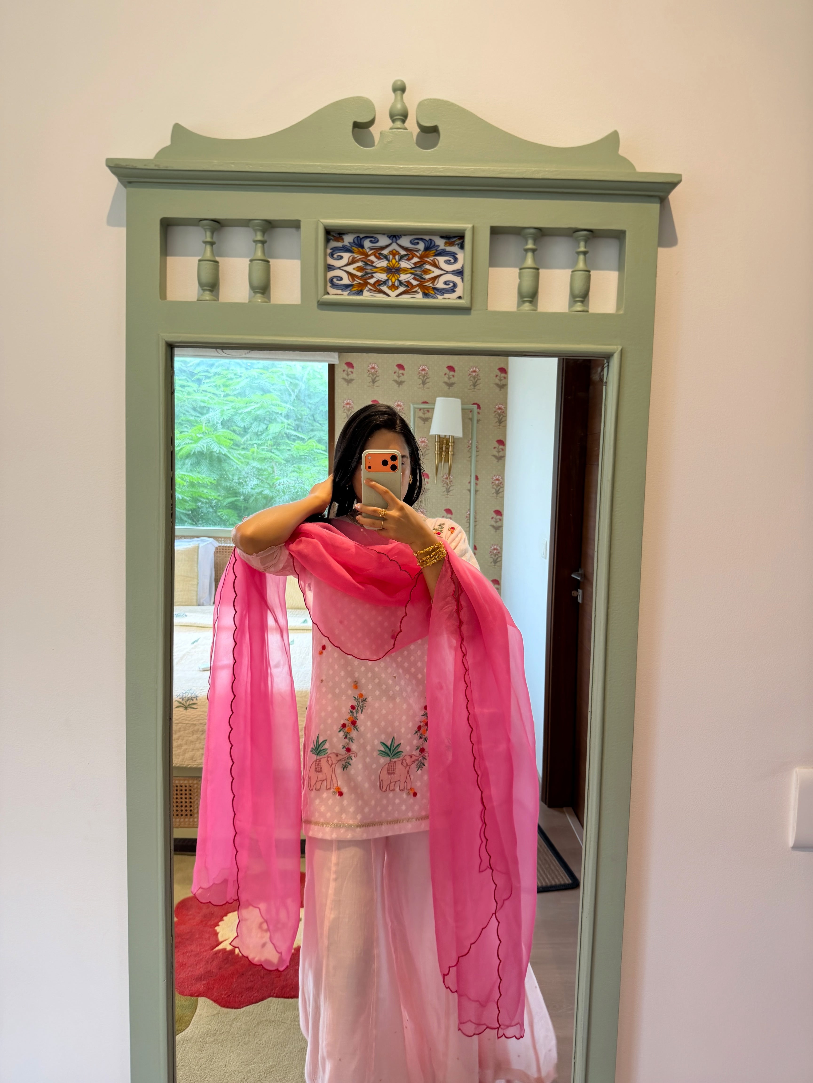 Pink Numani Short Chanderi Kurta Set