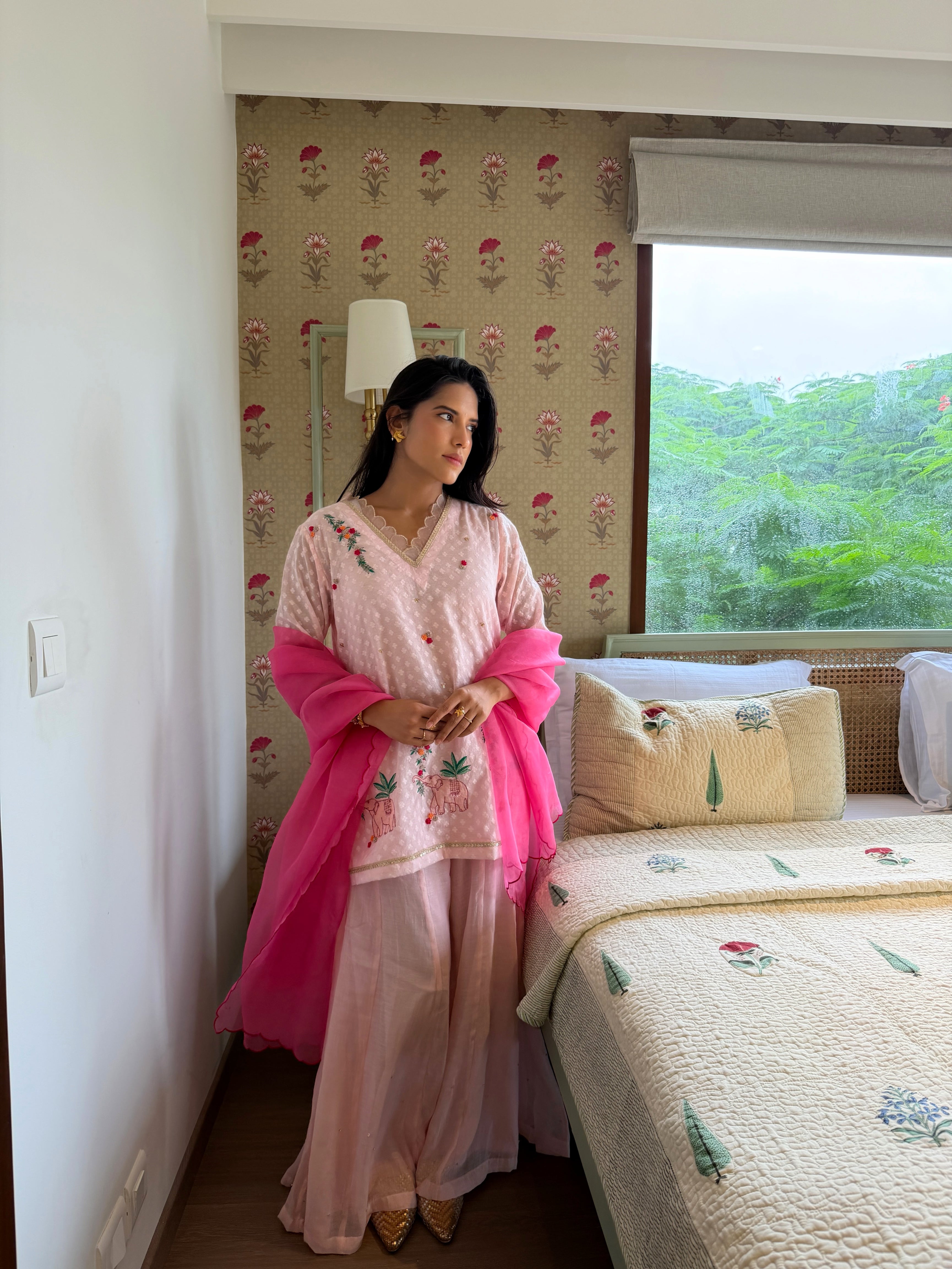 Pink Numani Short Chanderi Kurta Set