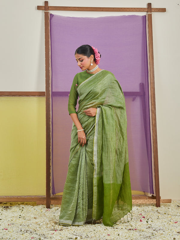 Fiddah Zari Linen Sari