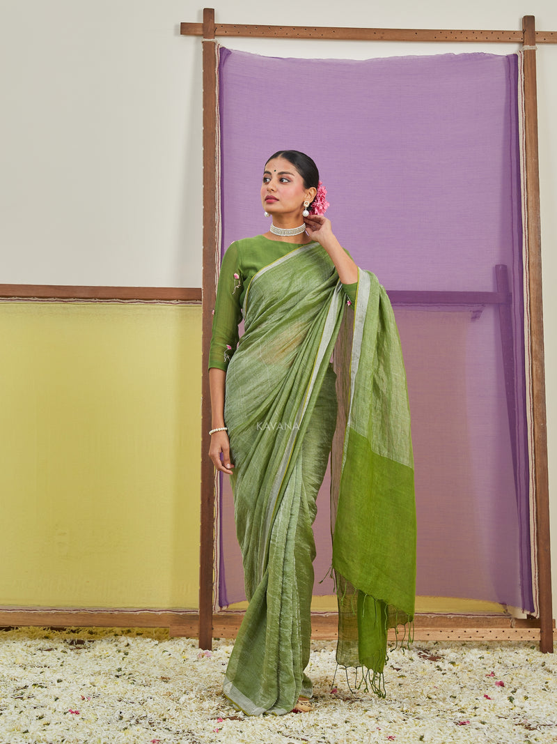 Fiddah Zari Linen Sari