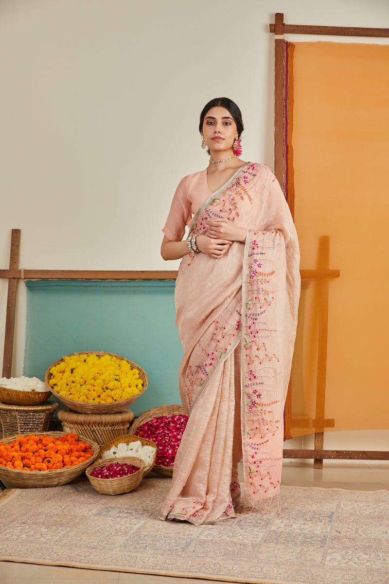 Kashni Zari Linen Sari
