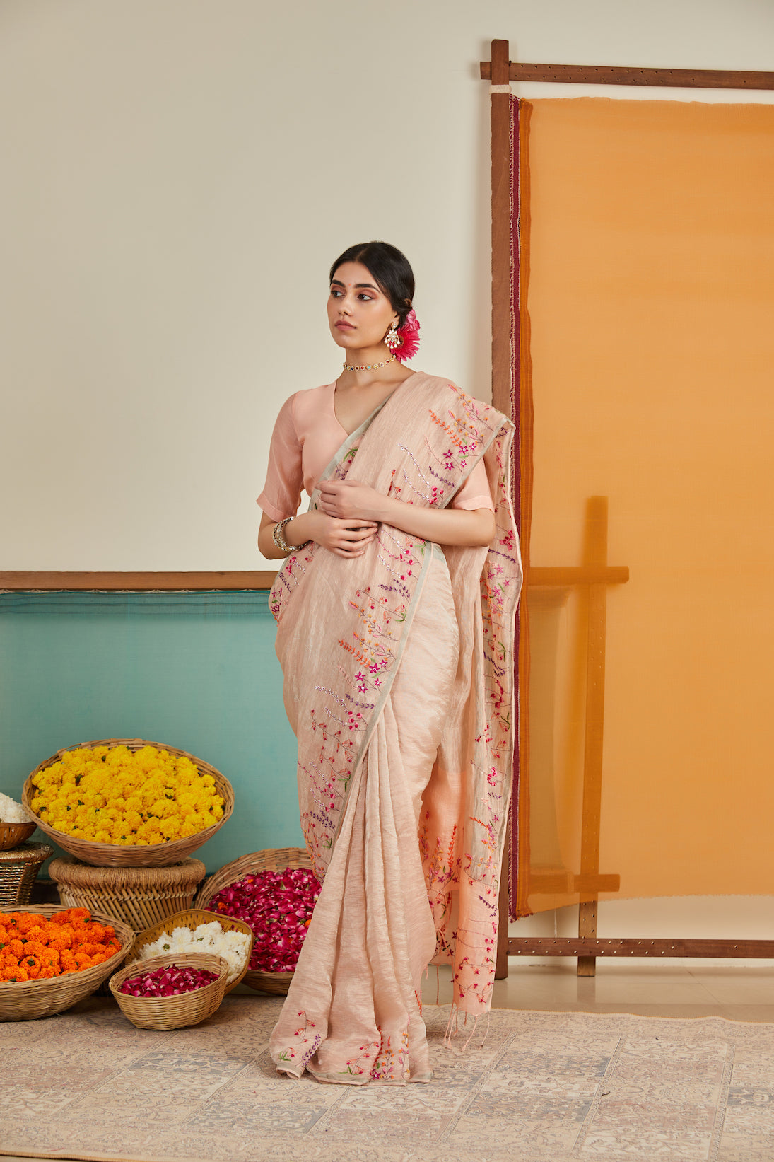 Kashni Zari Linen Sari