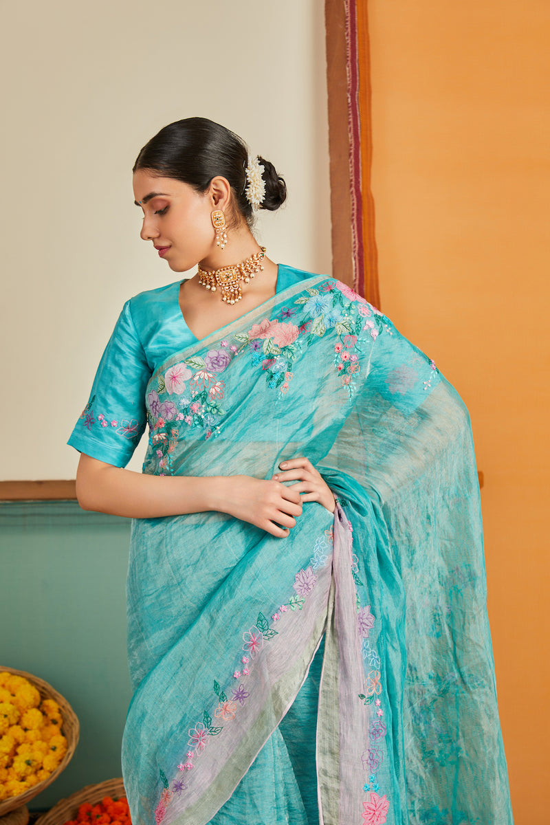Nasrin Zari Linen Sari