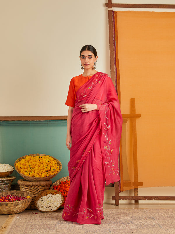 Dahlia Chanderi Sari