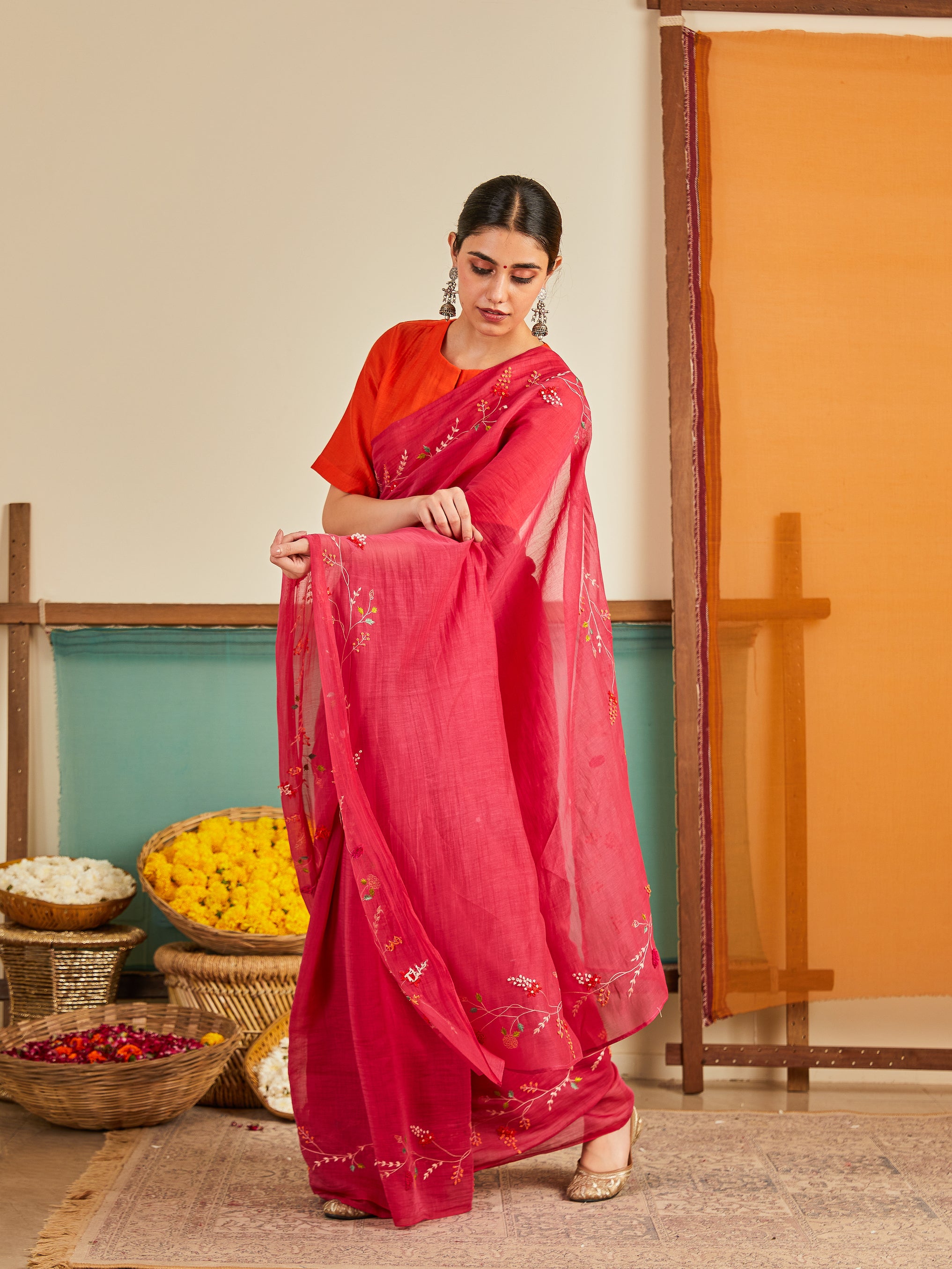 Dahlia Chanderi Sari