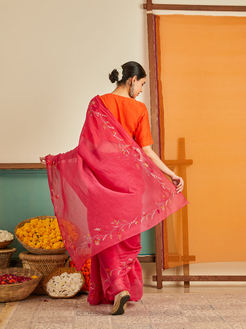 Dahlia Chanderi Sari