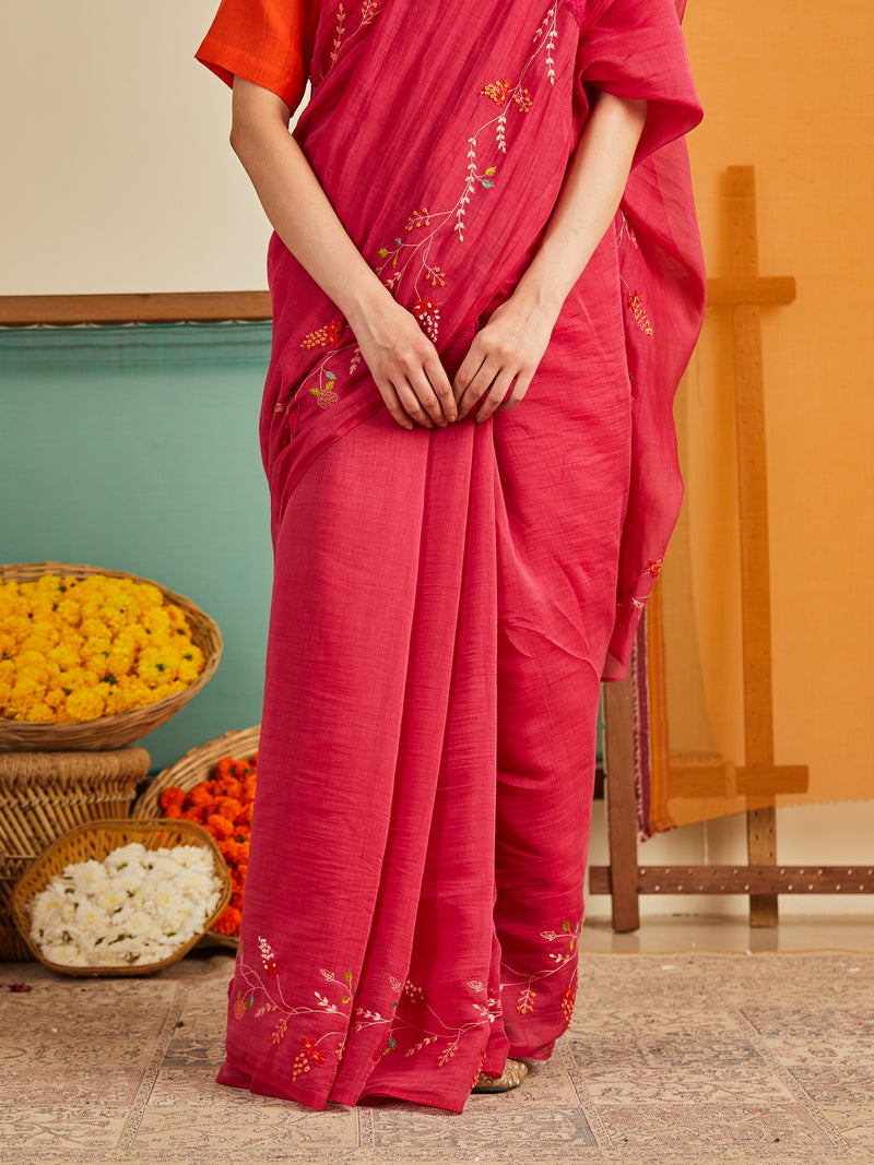 Dahlia Chanderi Sari