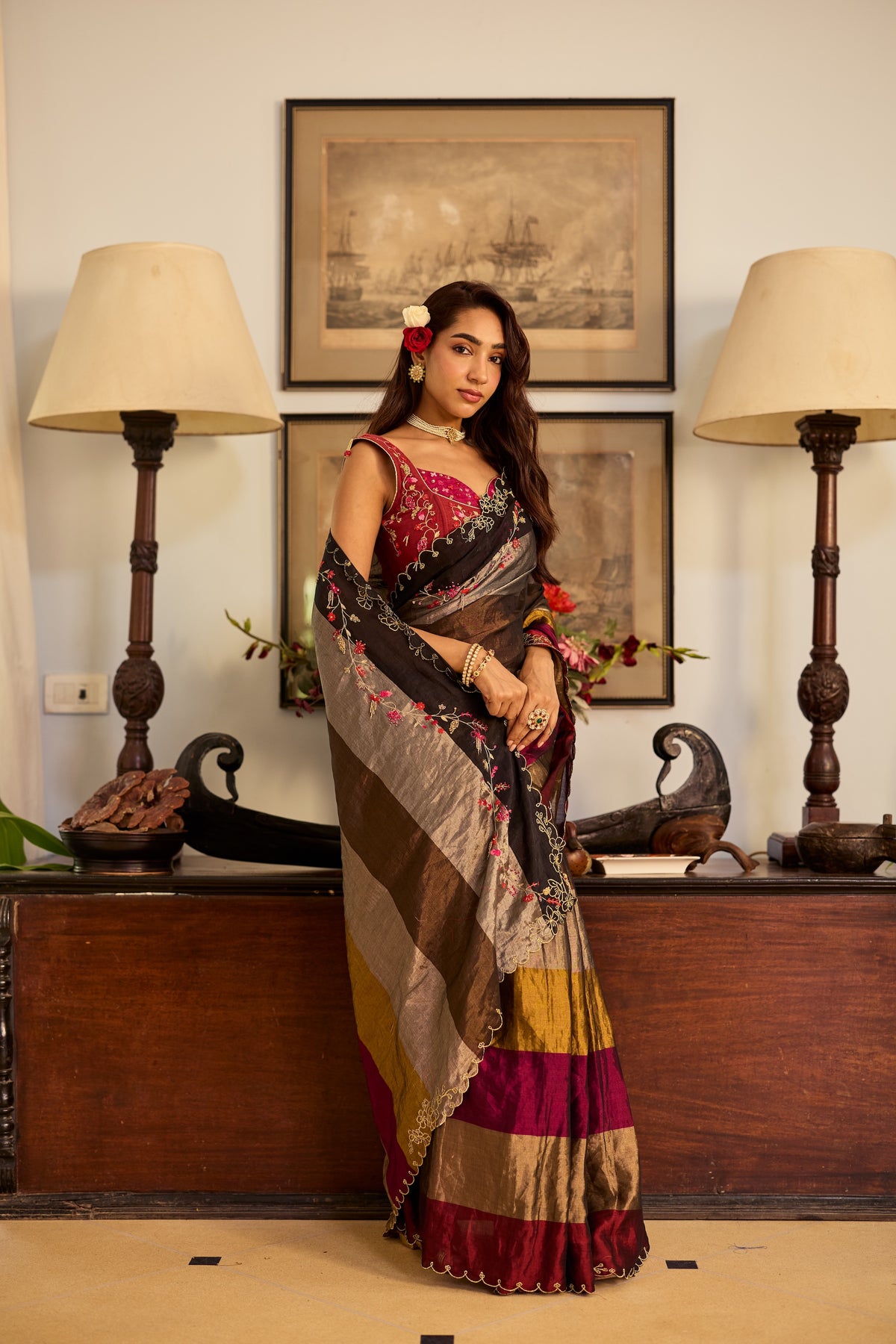 Gauri Tissue Silk Stripe Sari