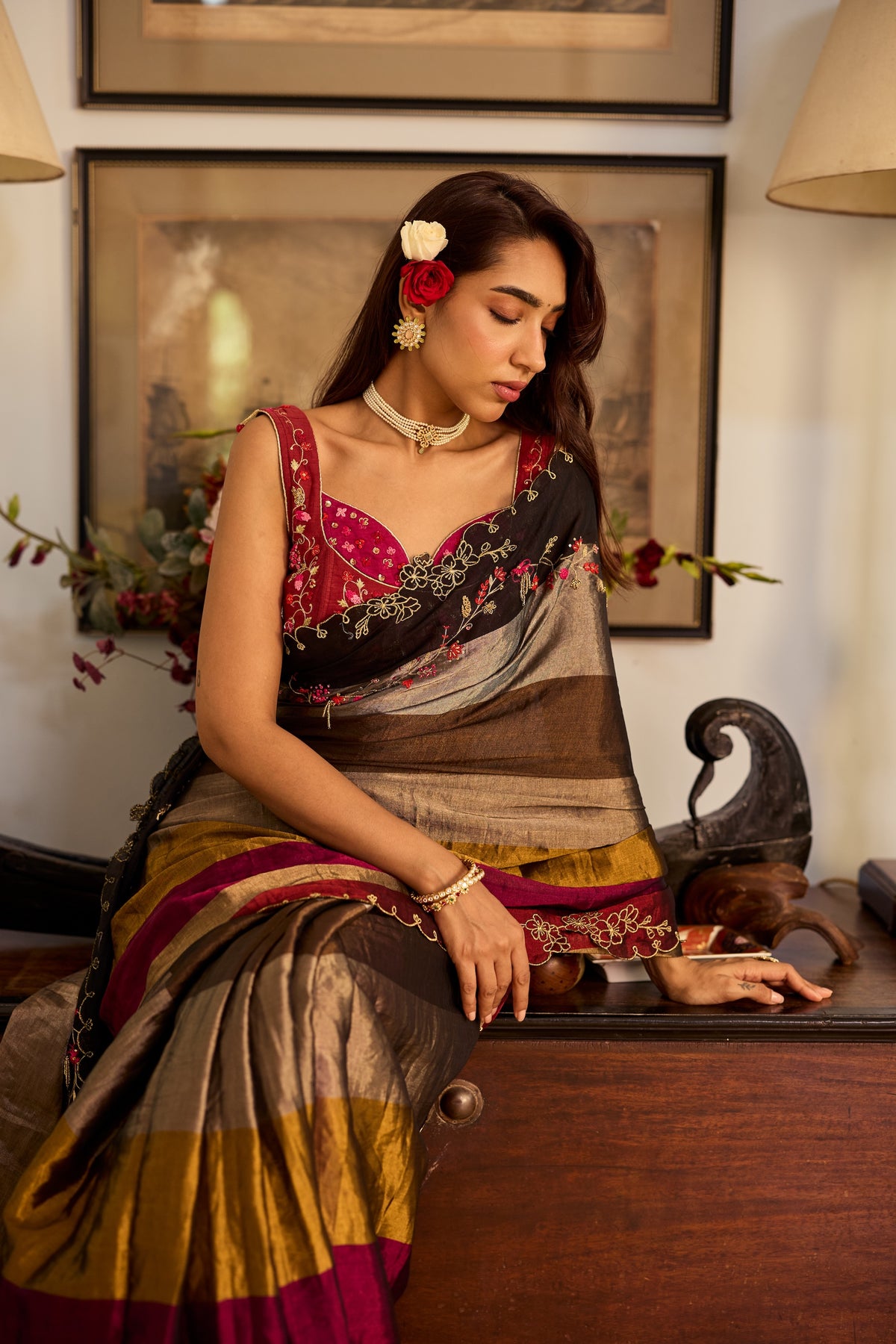 Gauri Tissue Silk Stripe Sari