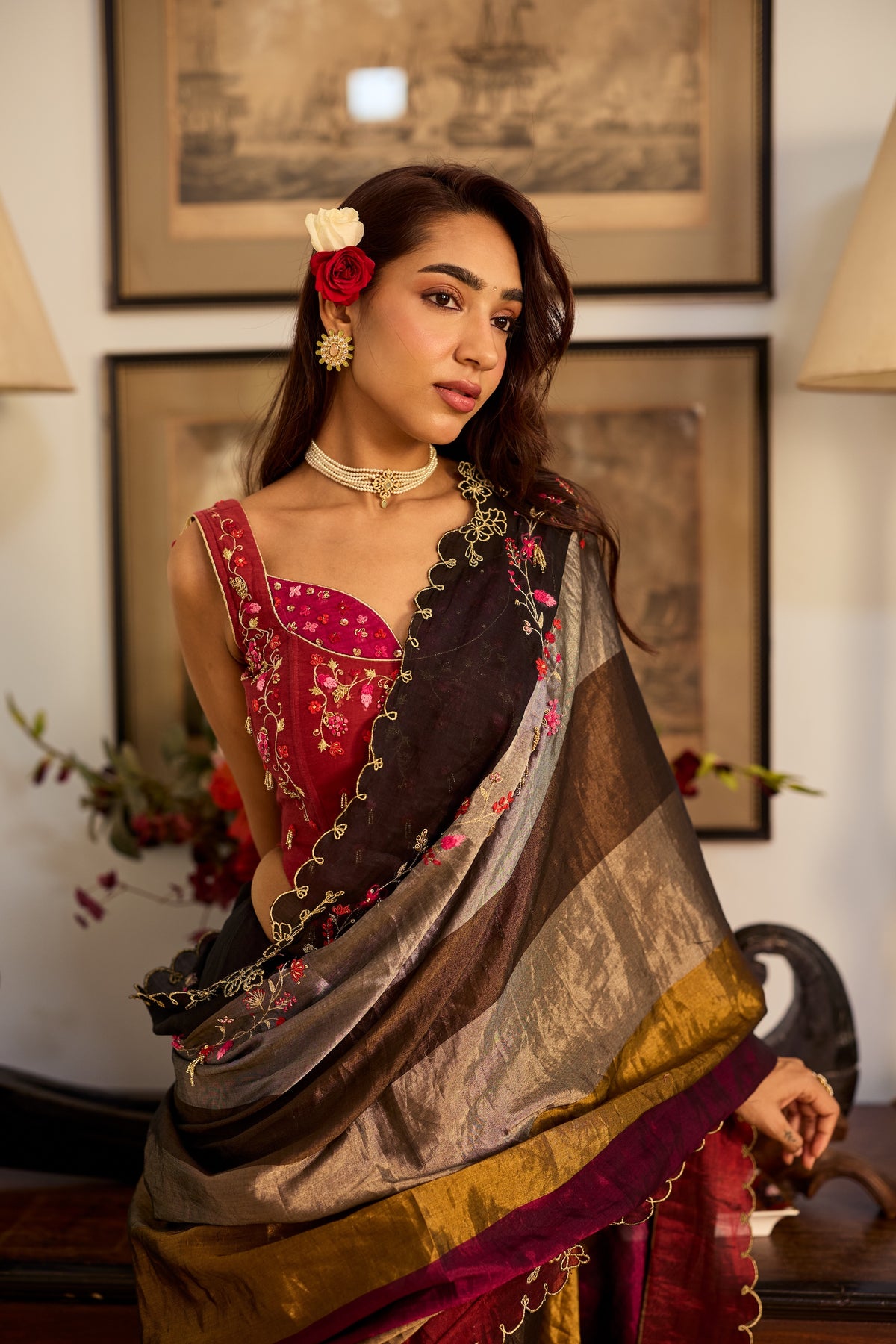 Gauri Tissue Silk Stripe Sari