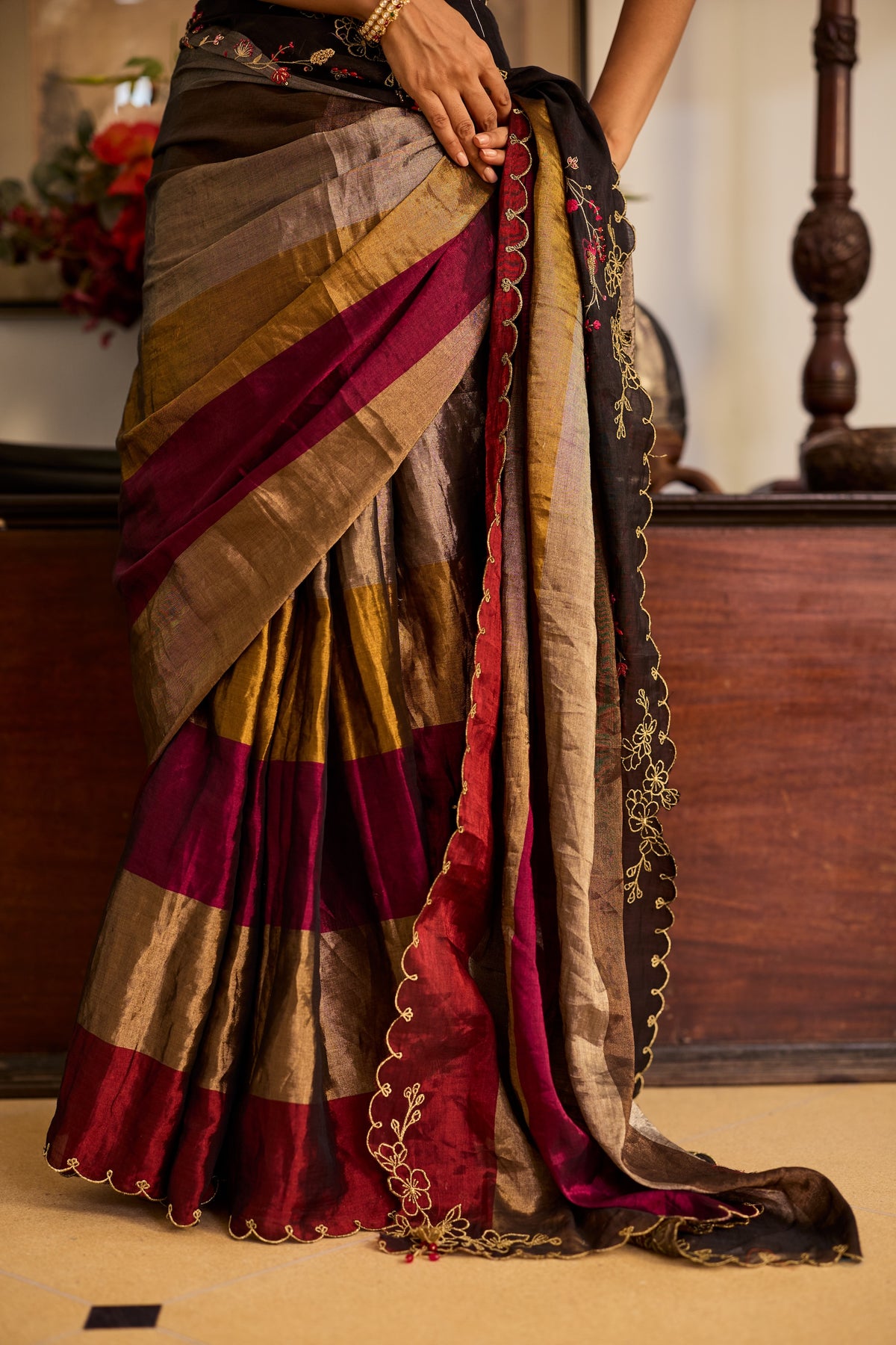 Gauri Tissue Silk Stripe Sari