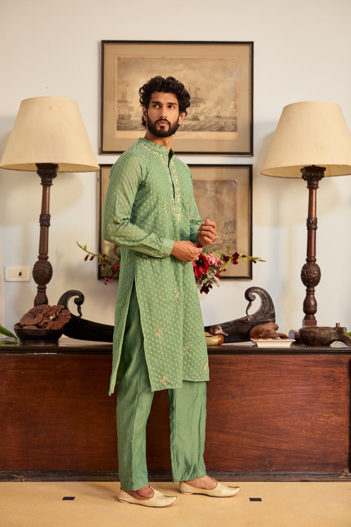 Harit Men Chanderi Kurta Set