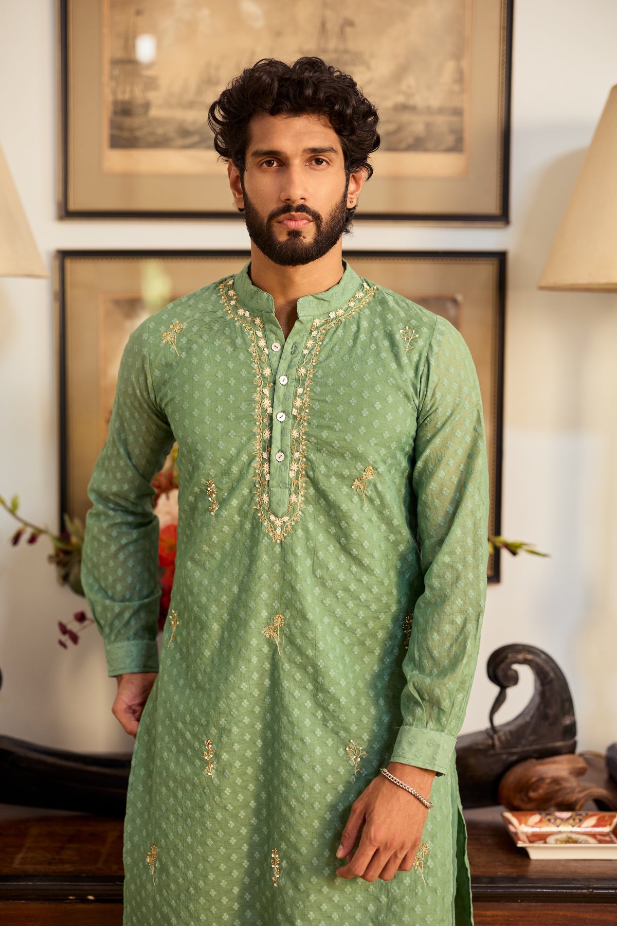 Harit Men Chanderi Kurta Set