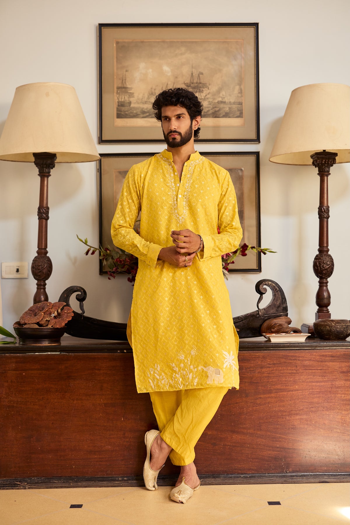 Zarf Men Chanderi Kurta Set