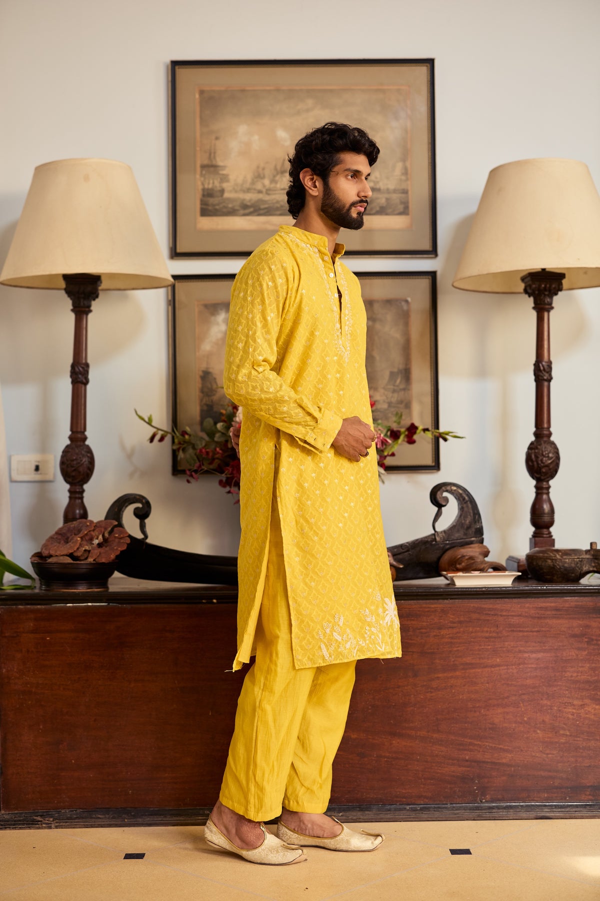 Zarf Men Chanderi Kurta Set