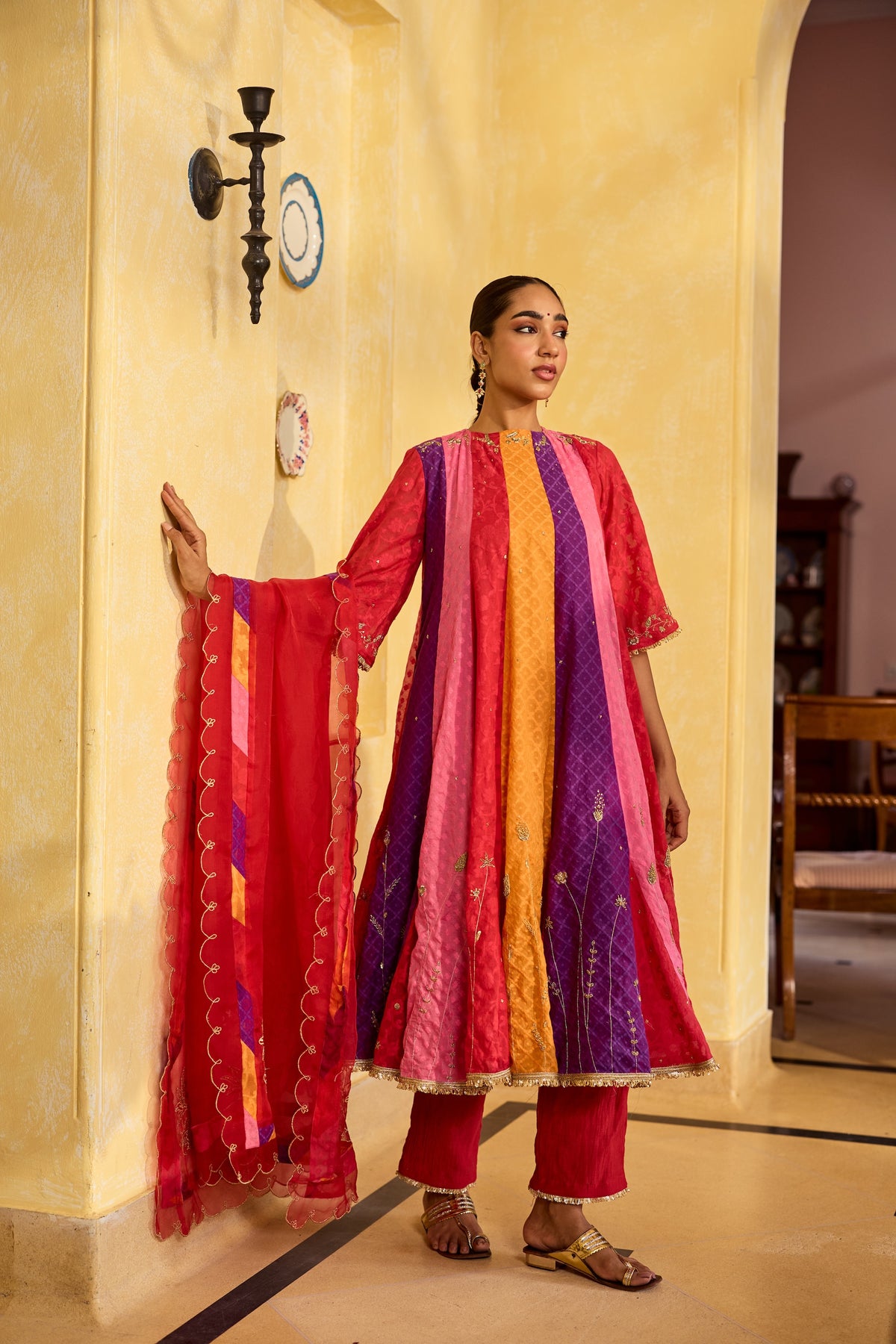 Ravya Multicoloured Chanderi Kurta Set