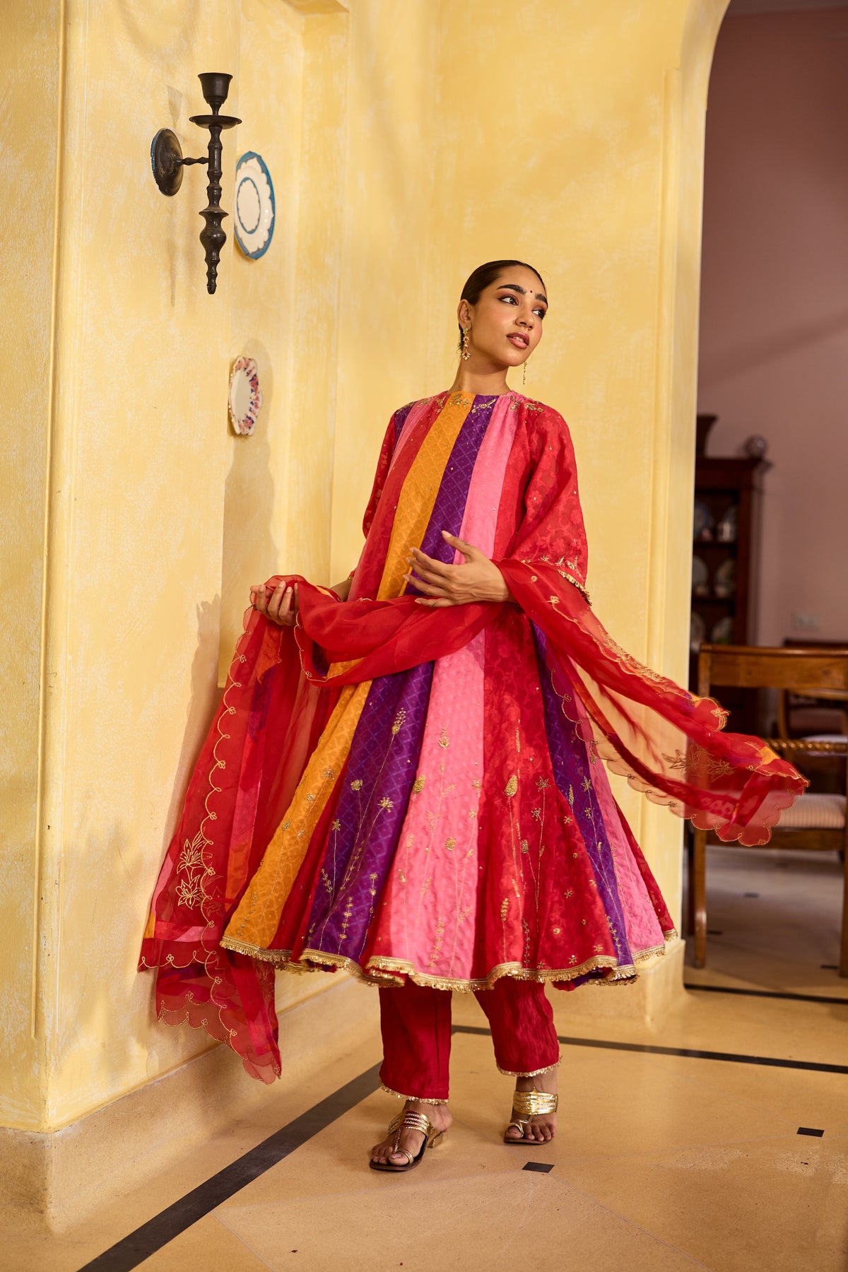 Ravya Multicoloured Chanderi Kurta Set