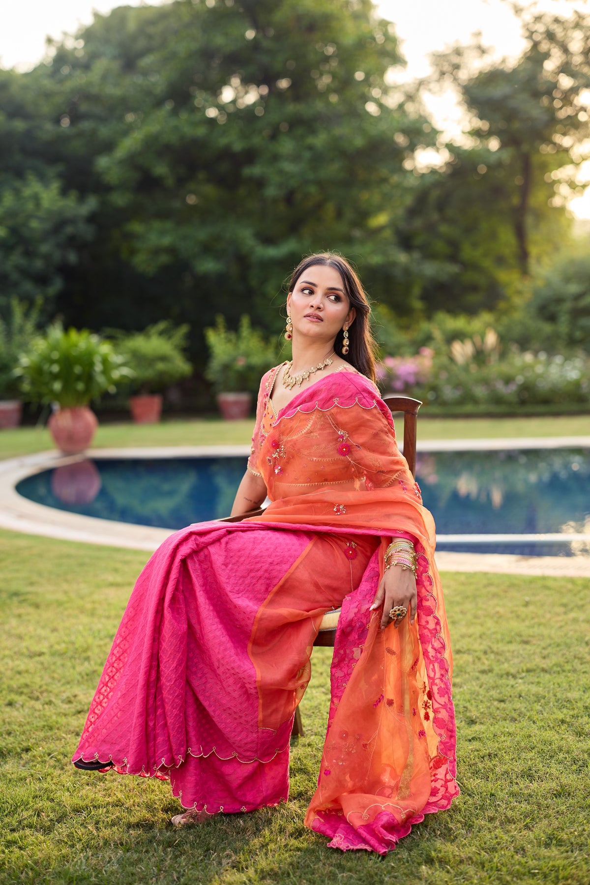 Azraq Silk Organza Sari