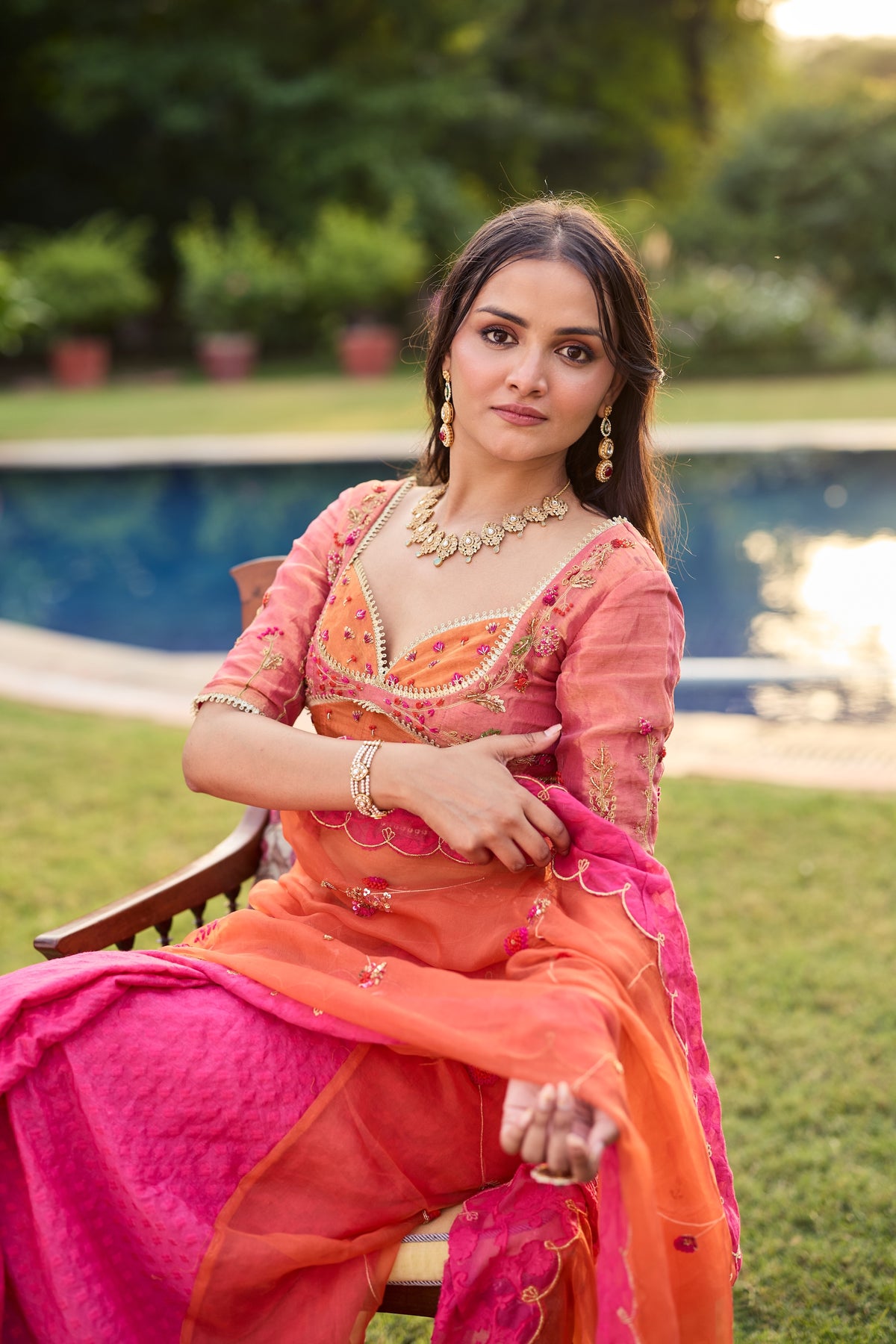 Azraq Silk Organza Sari