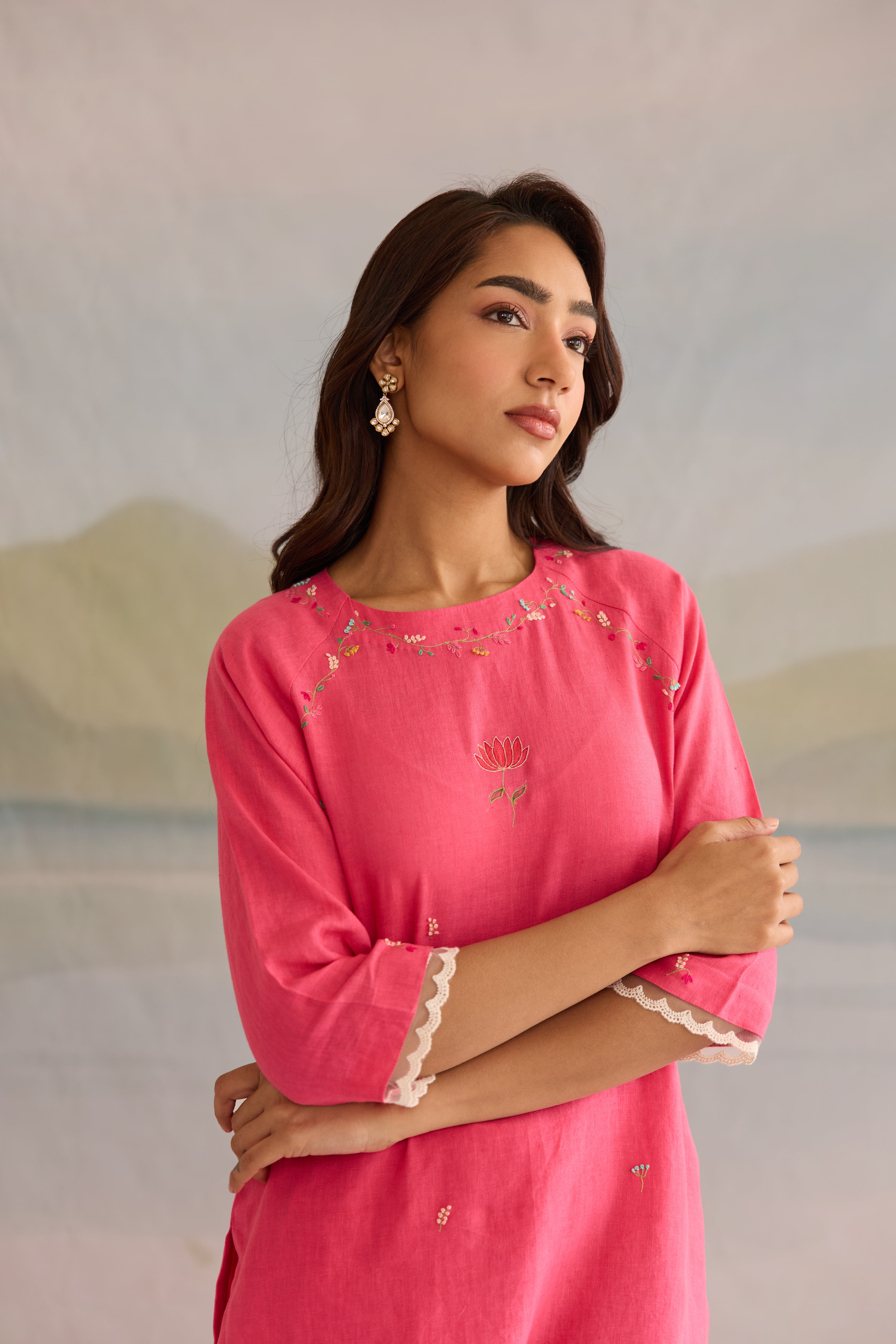 Ruby Linen Kurta Set