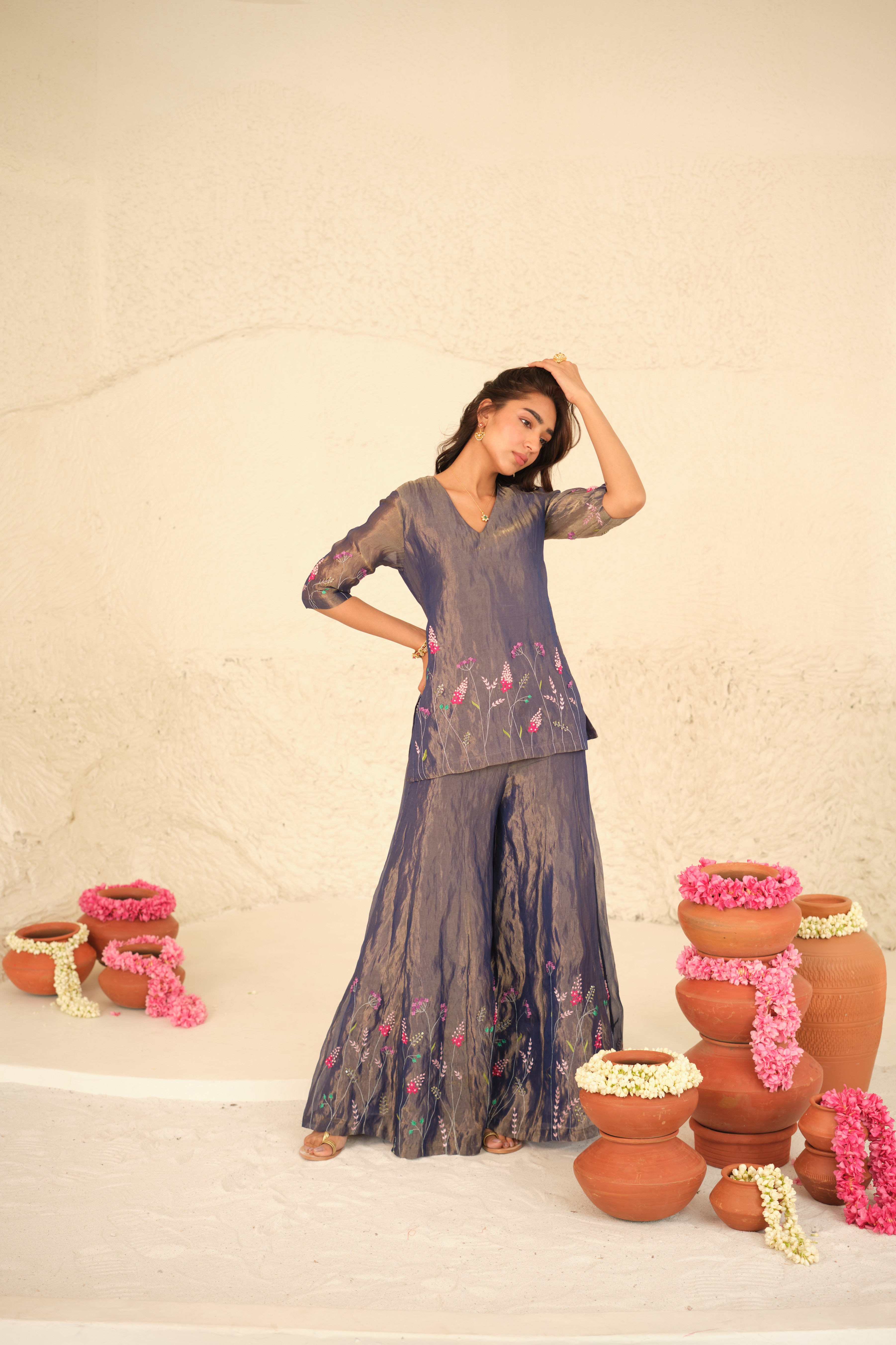 Tanvi Silk Tissue Kurta Set