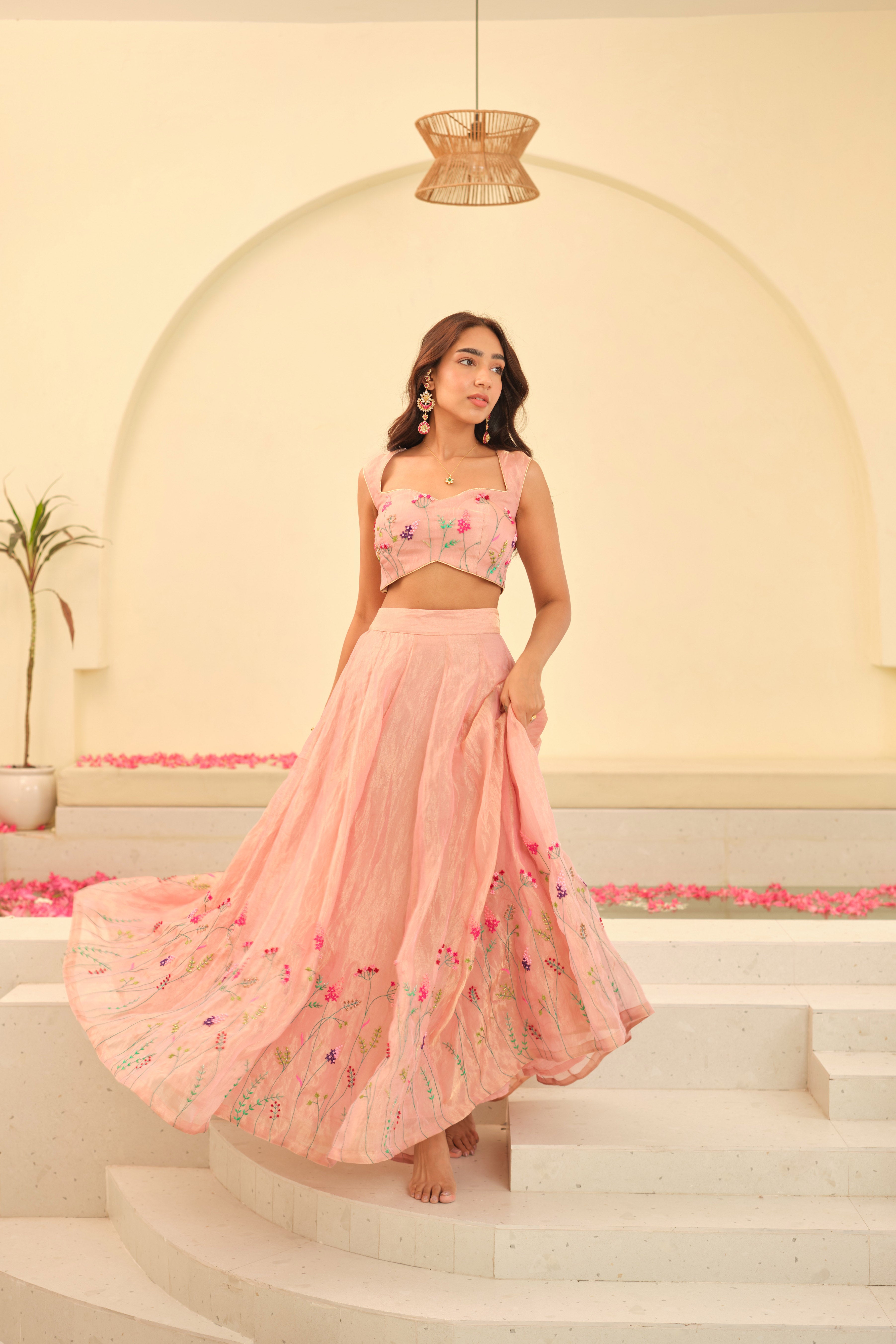 Aarohi Silk Tissue Lehenga Set