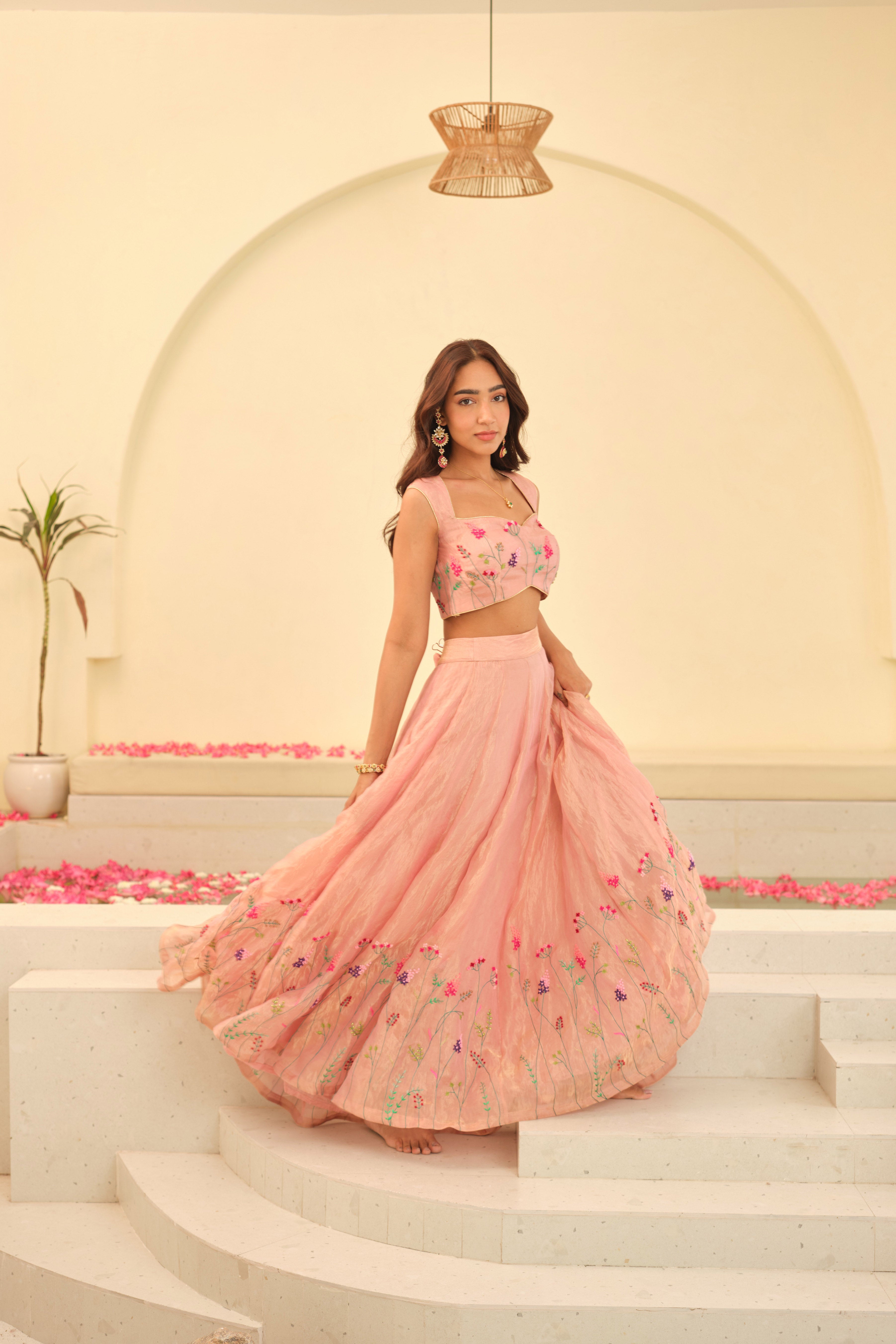 Aarohi Silk Tissue Lehenga Set