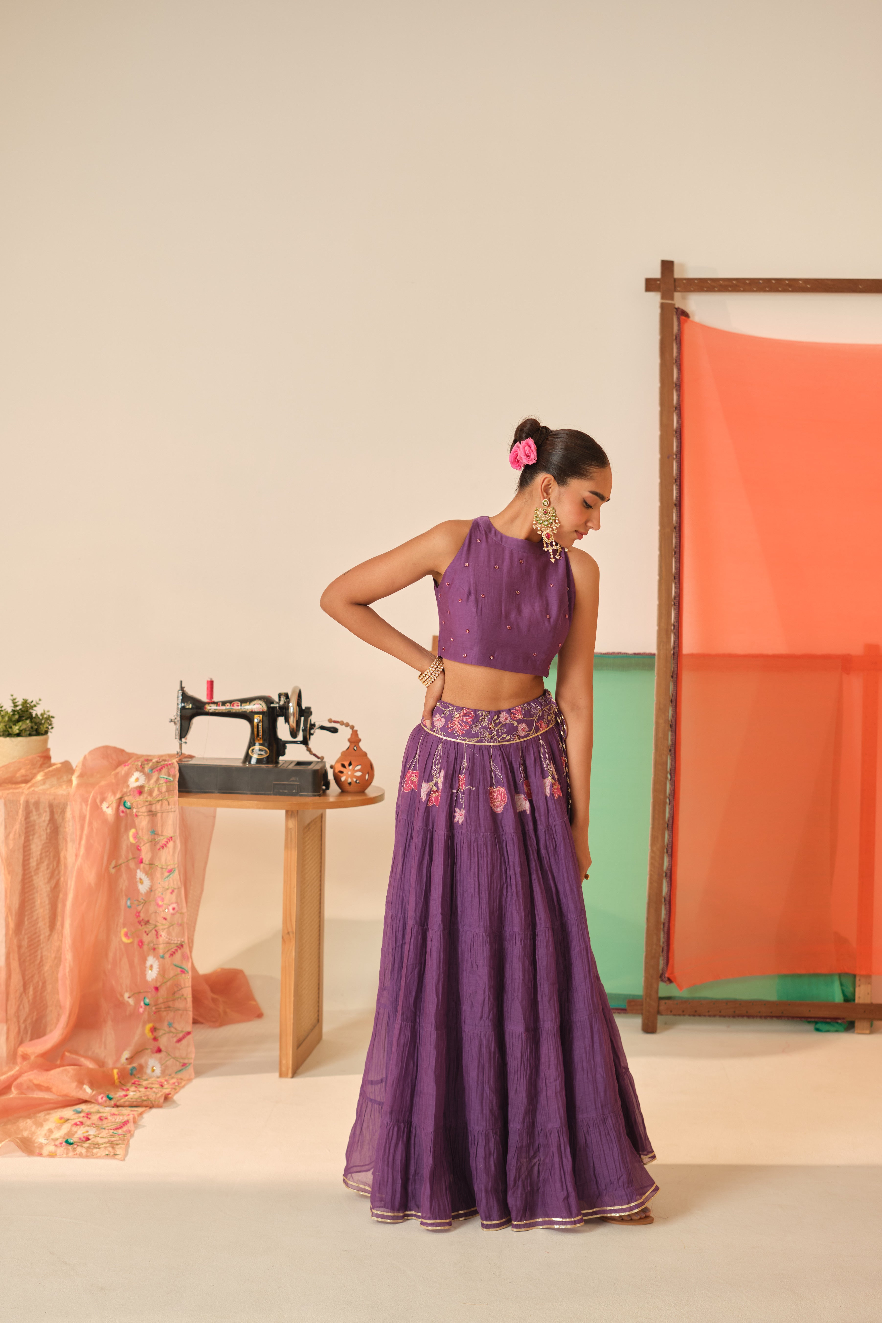 Divija Chanderi Lehenga Set