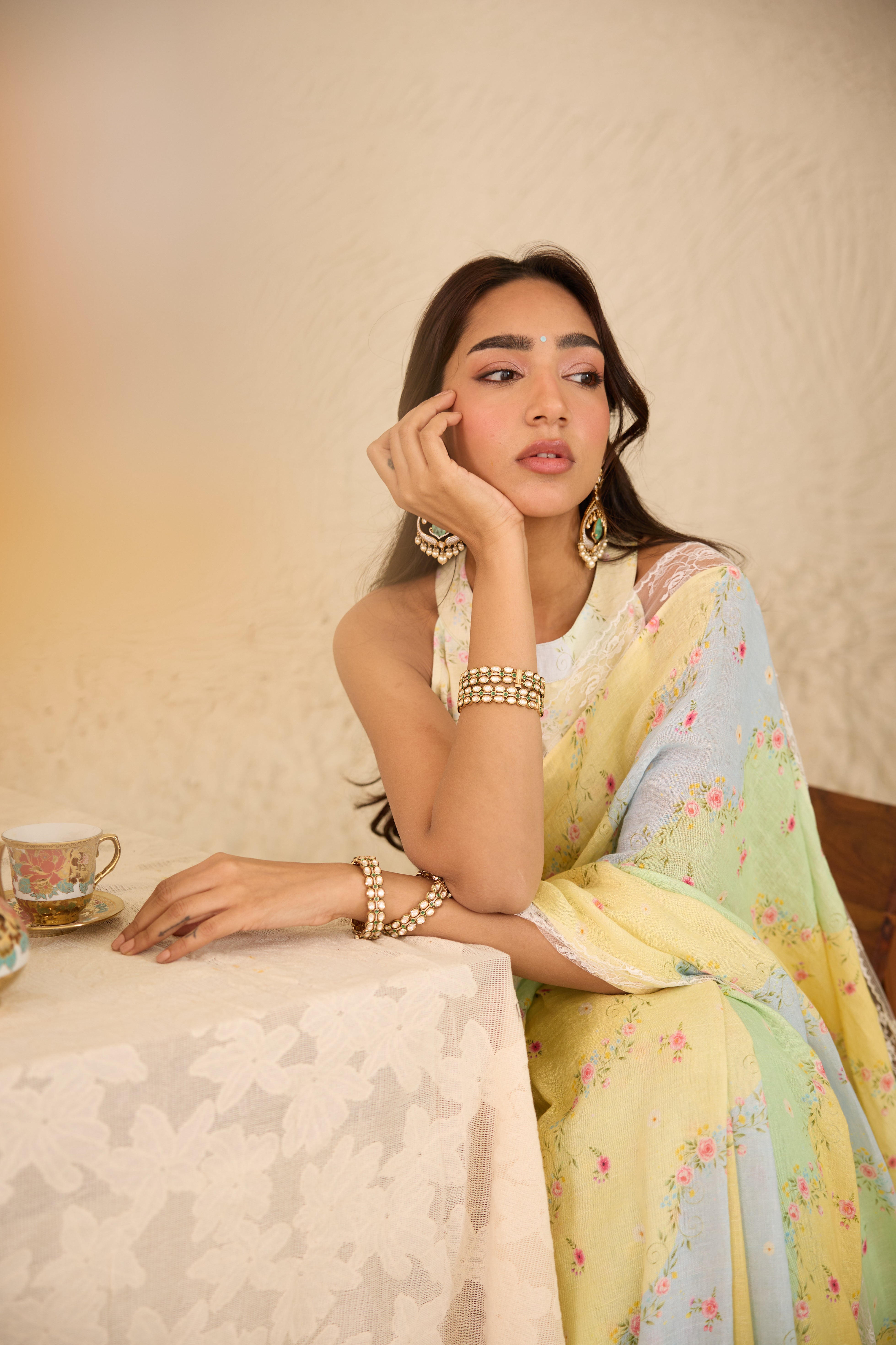 Gul Sanjh Linen Blouse