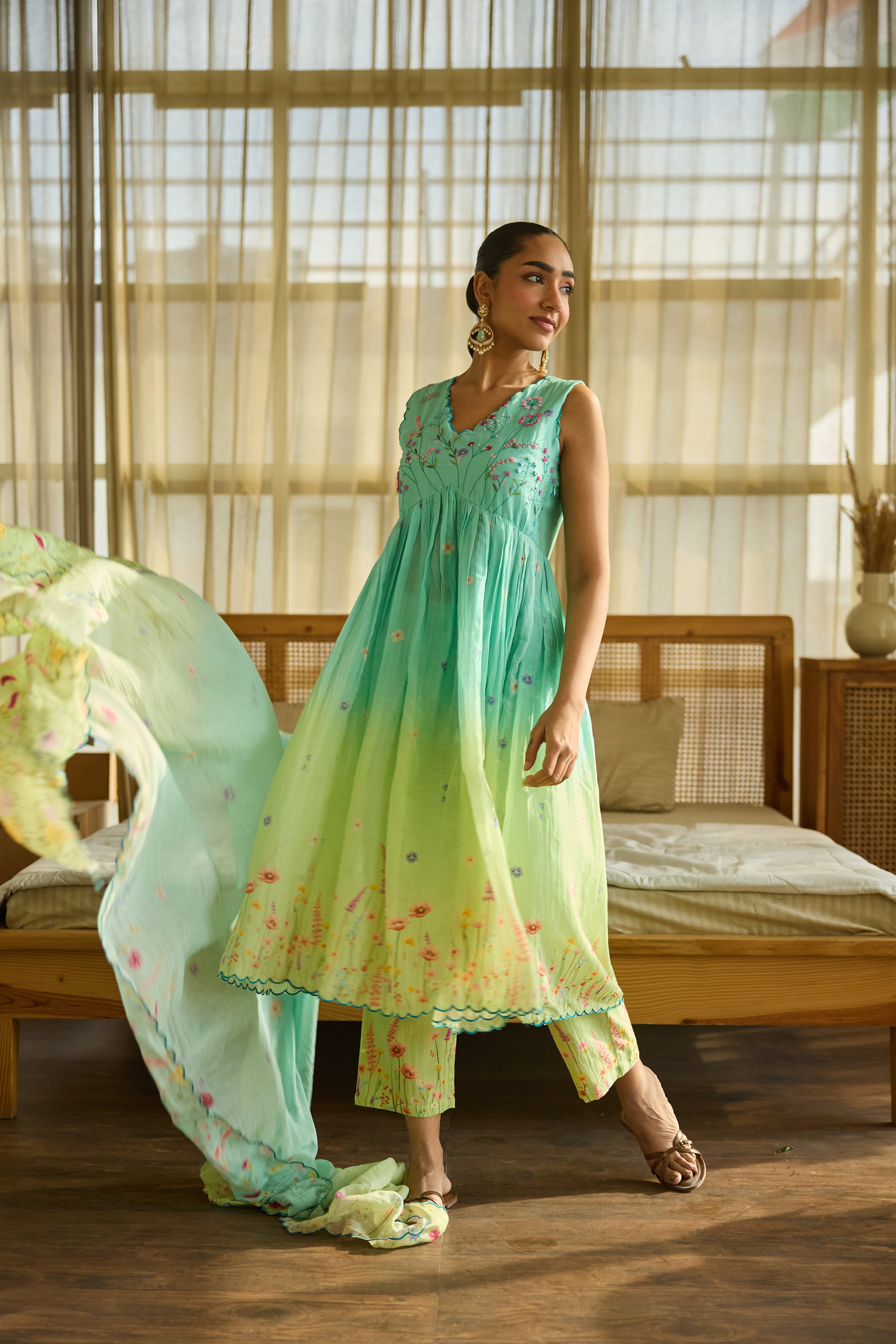 Gulnaar Chanderi Kurta Set