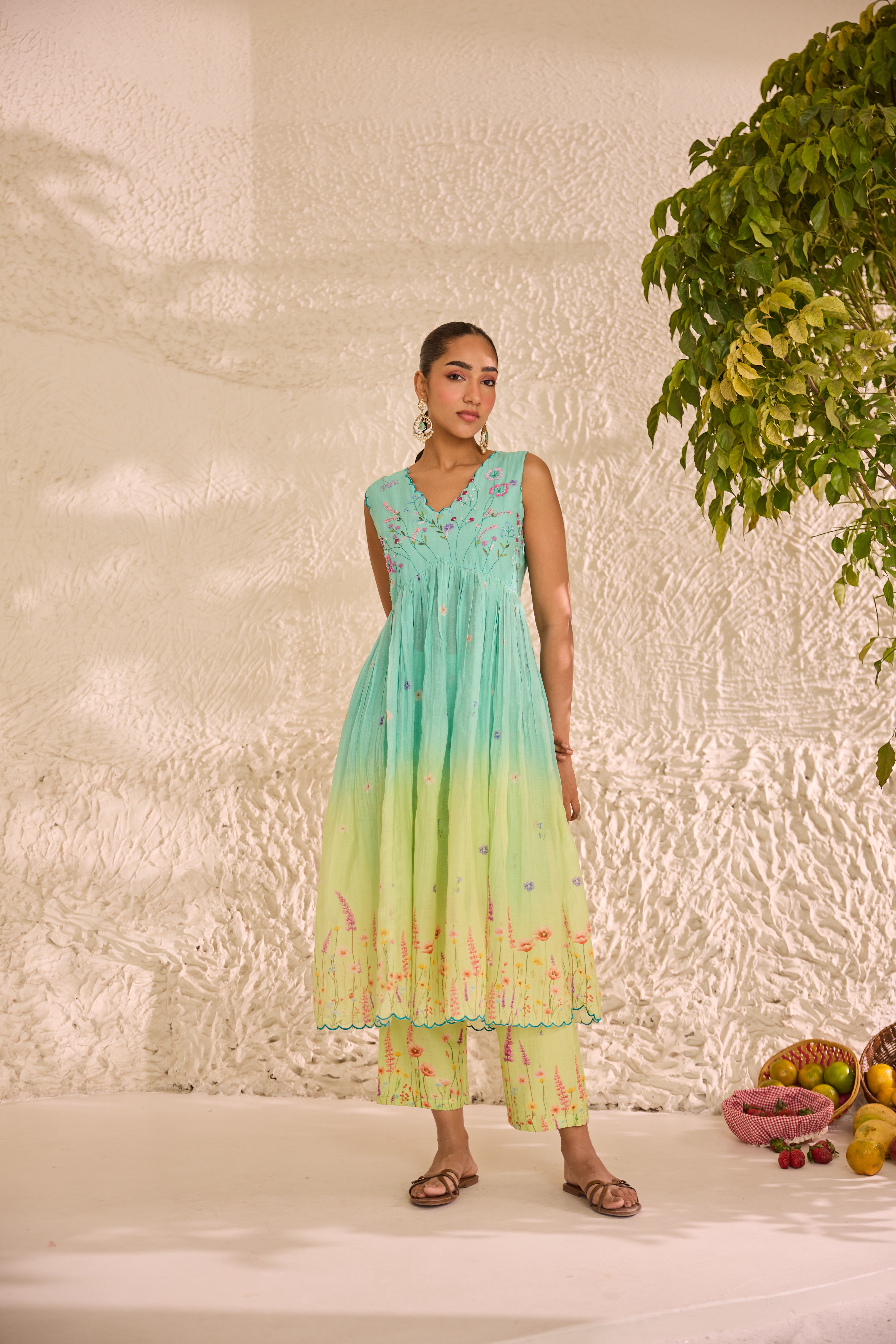 Gulnaar Chanderi Kurta Set