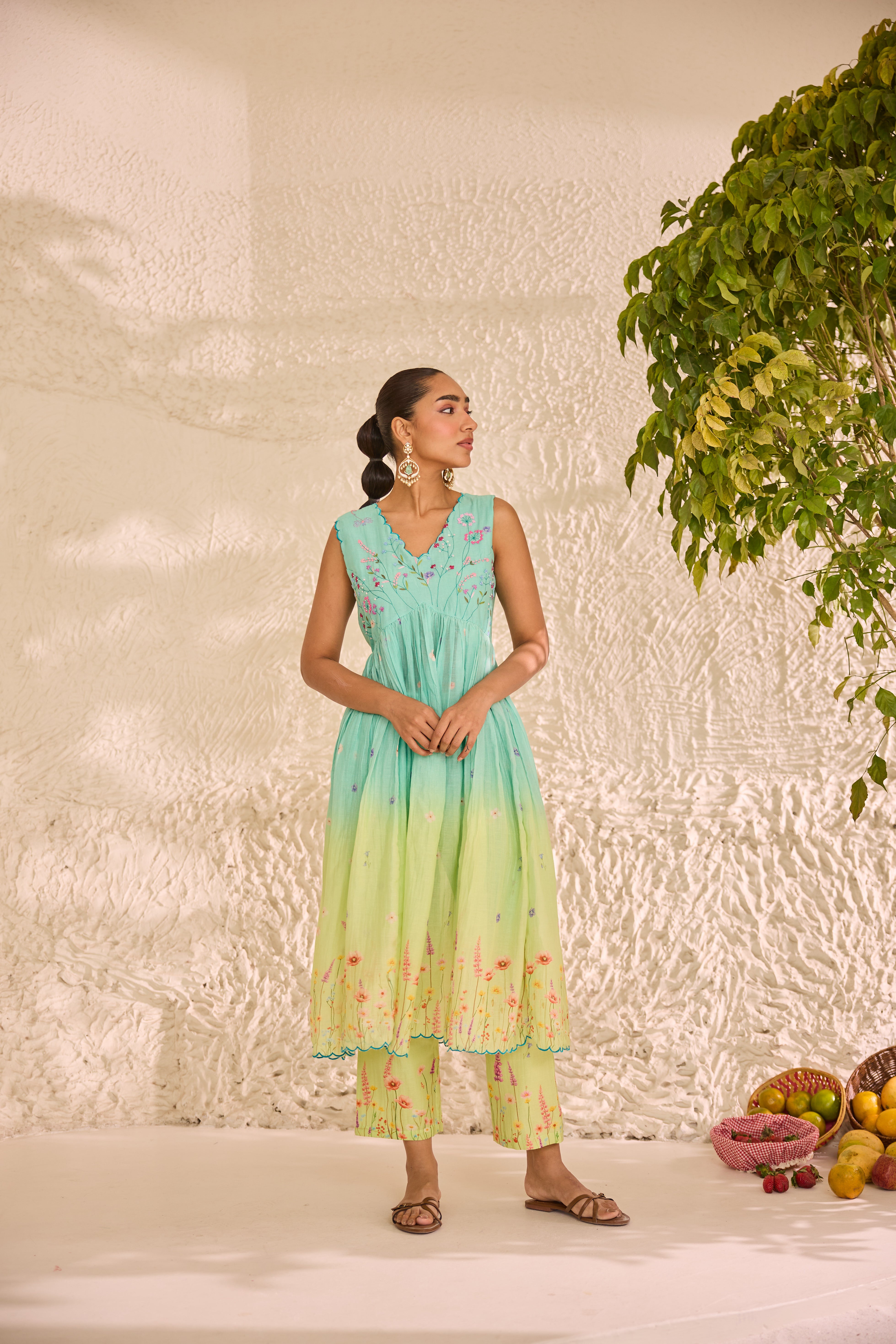 Gulnaar Chanderi Kurta Set