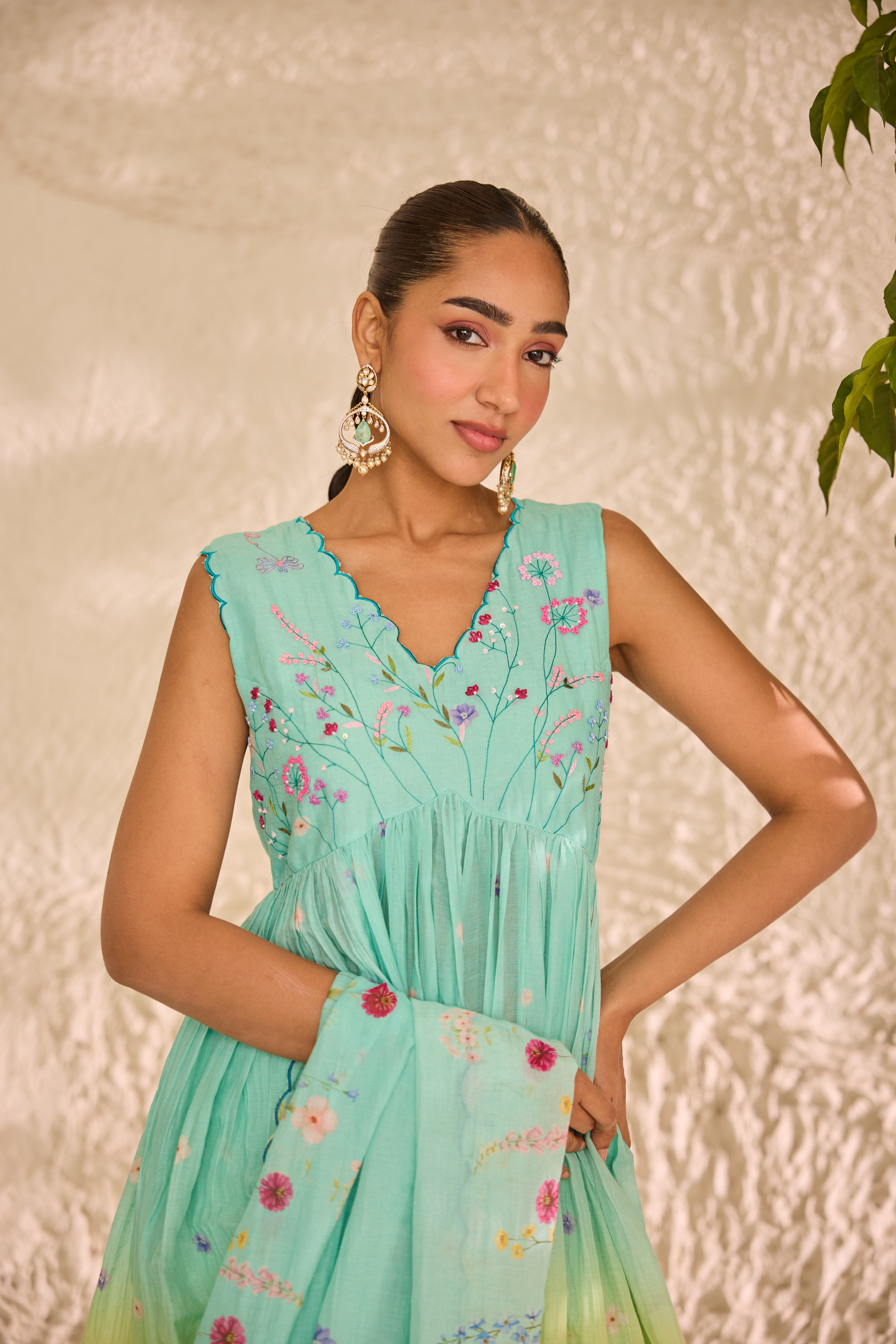 Gulnaar Chanderi Kurta Set