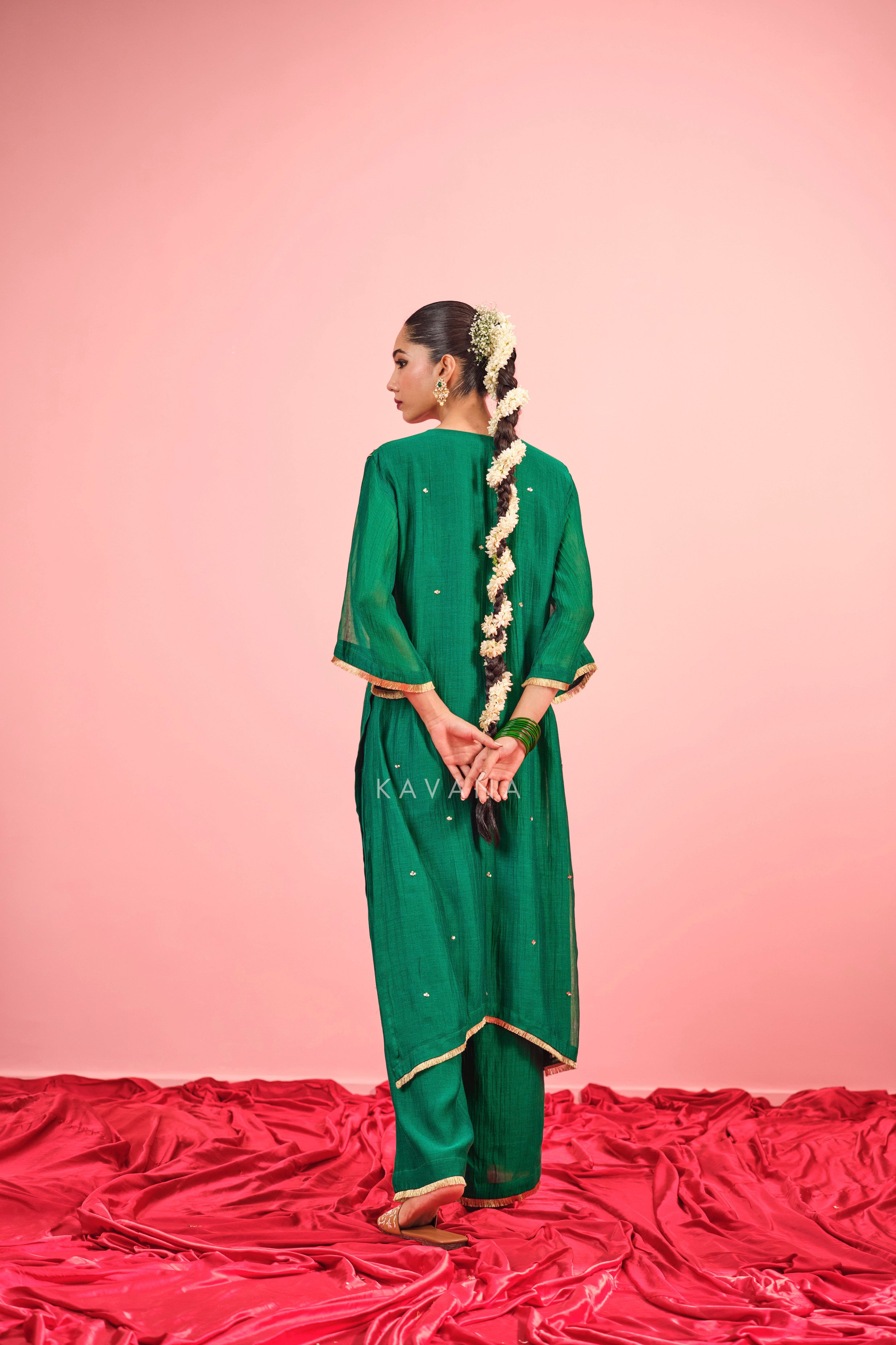 Panna Chanderi Kurta Set