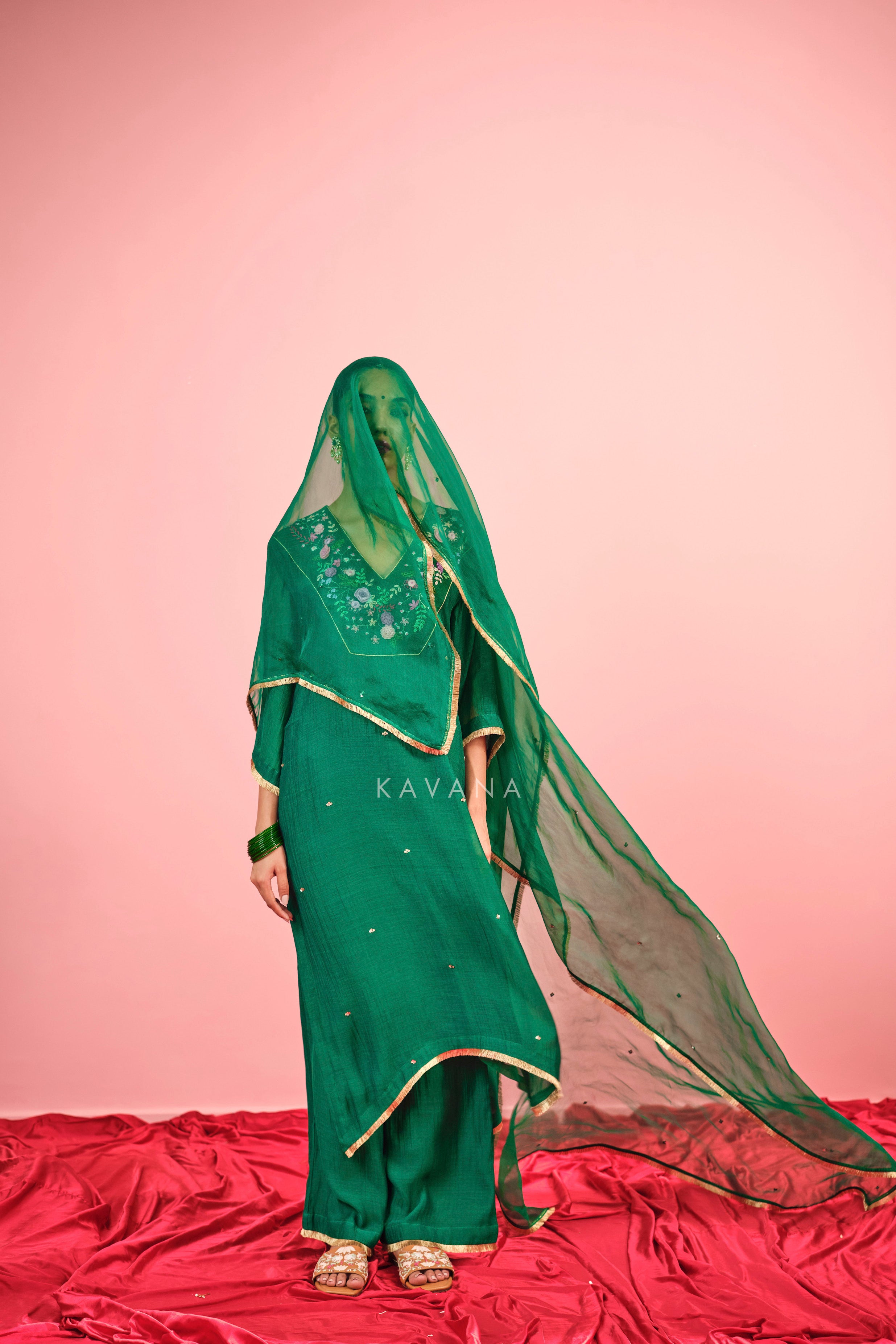 Panna Silk Organza Dupatta