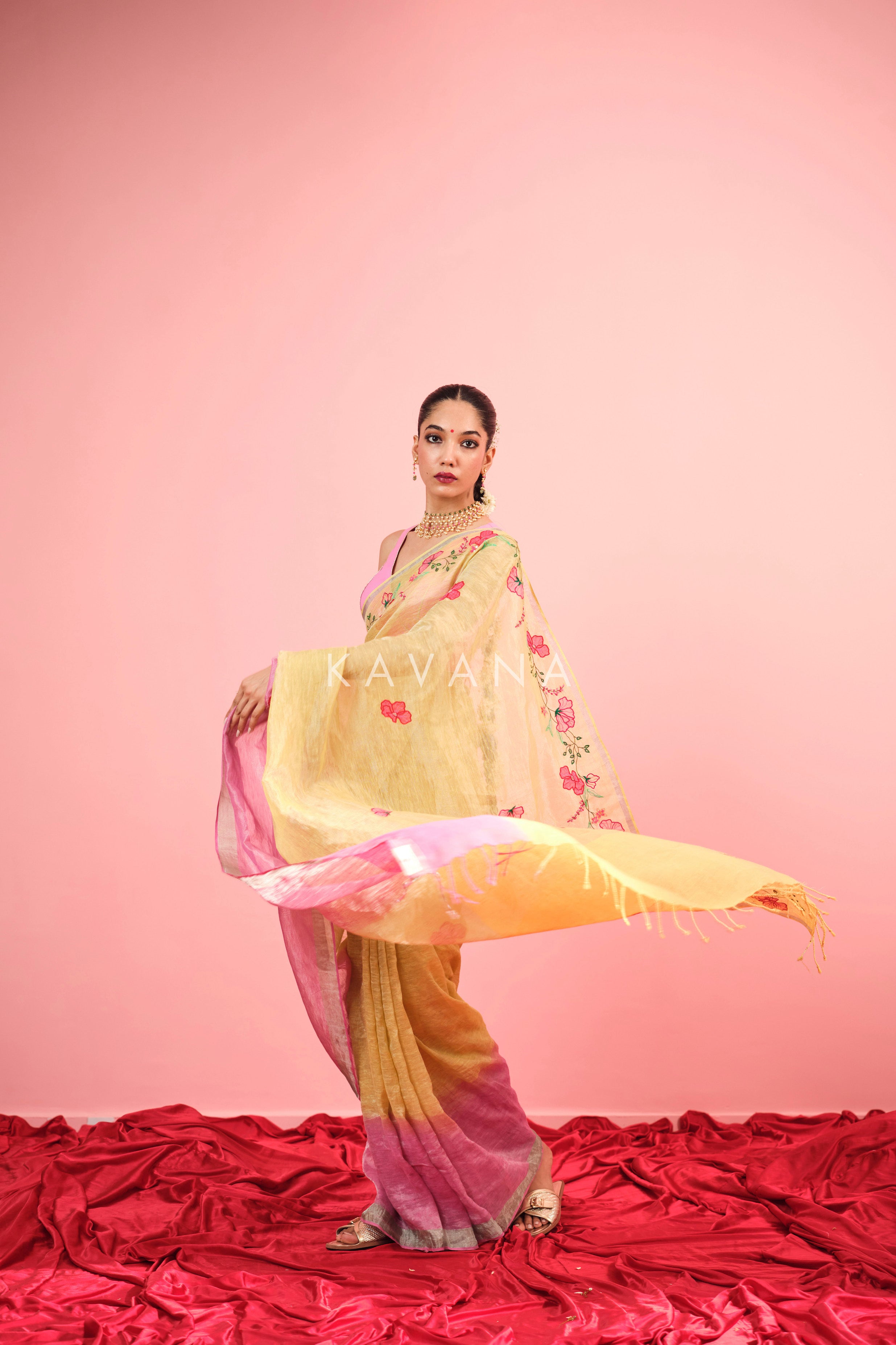 Rangini Tissue Linen Sari