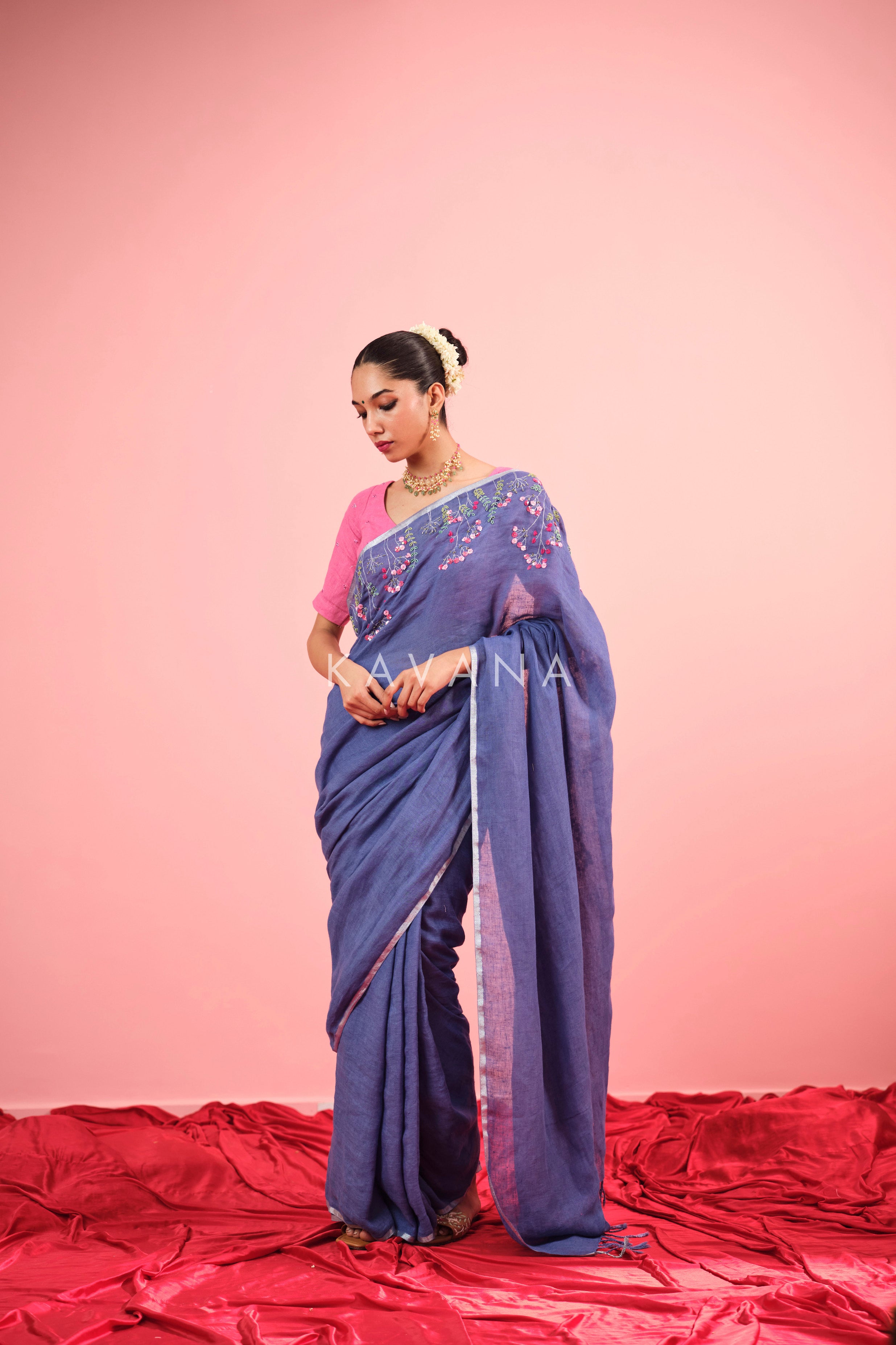 Neel Linen Sari