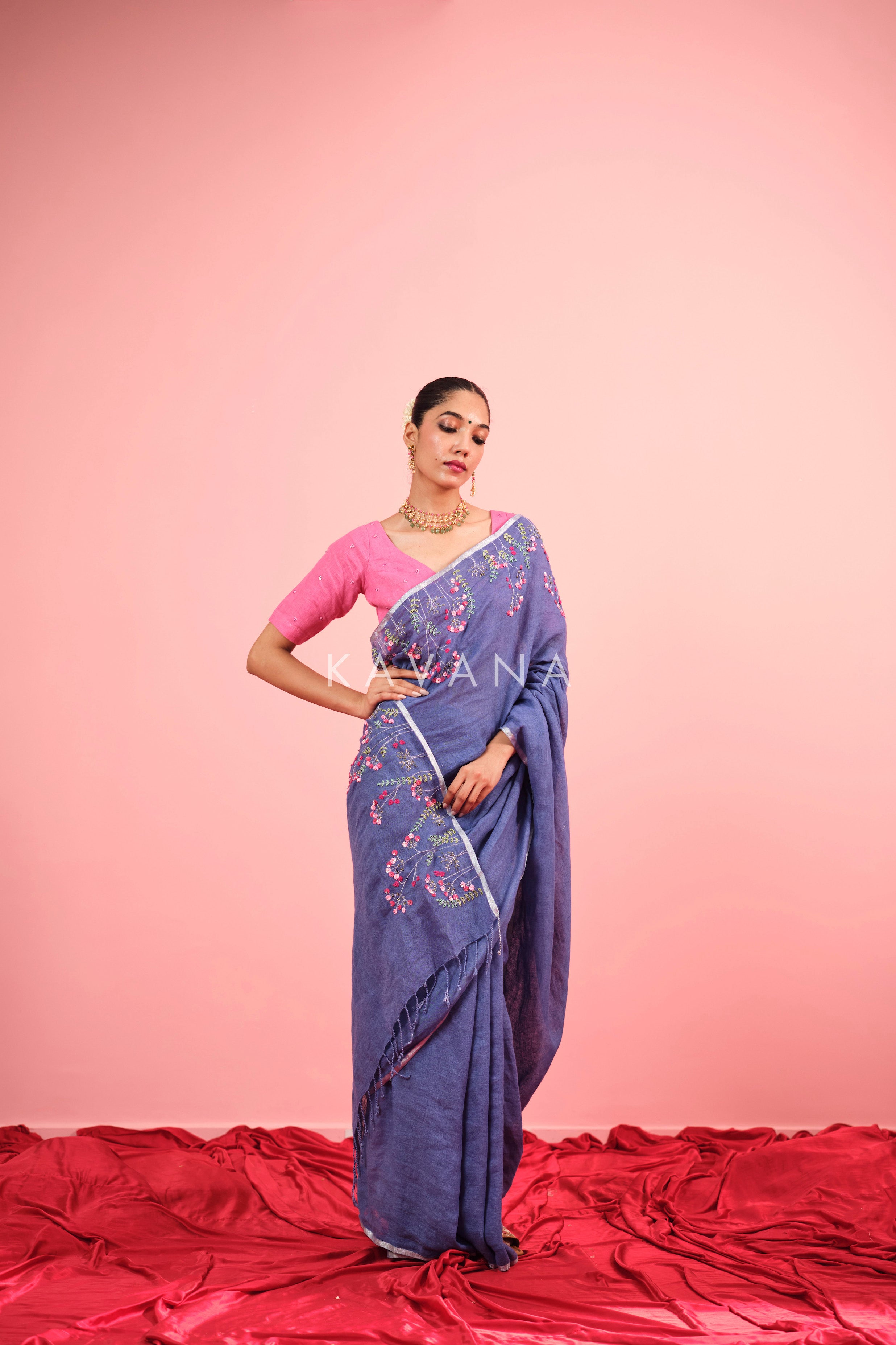 Neel Linen Sari