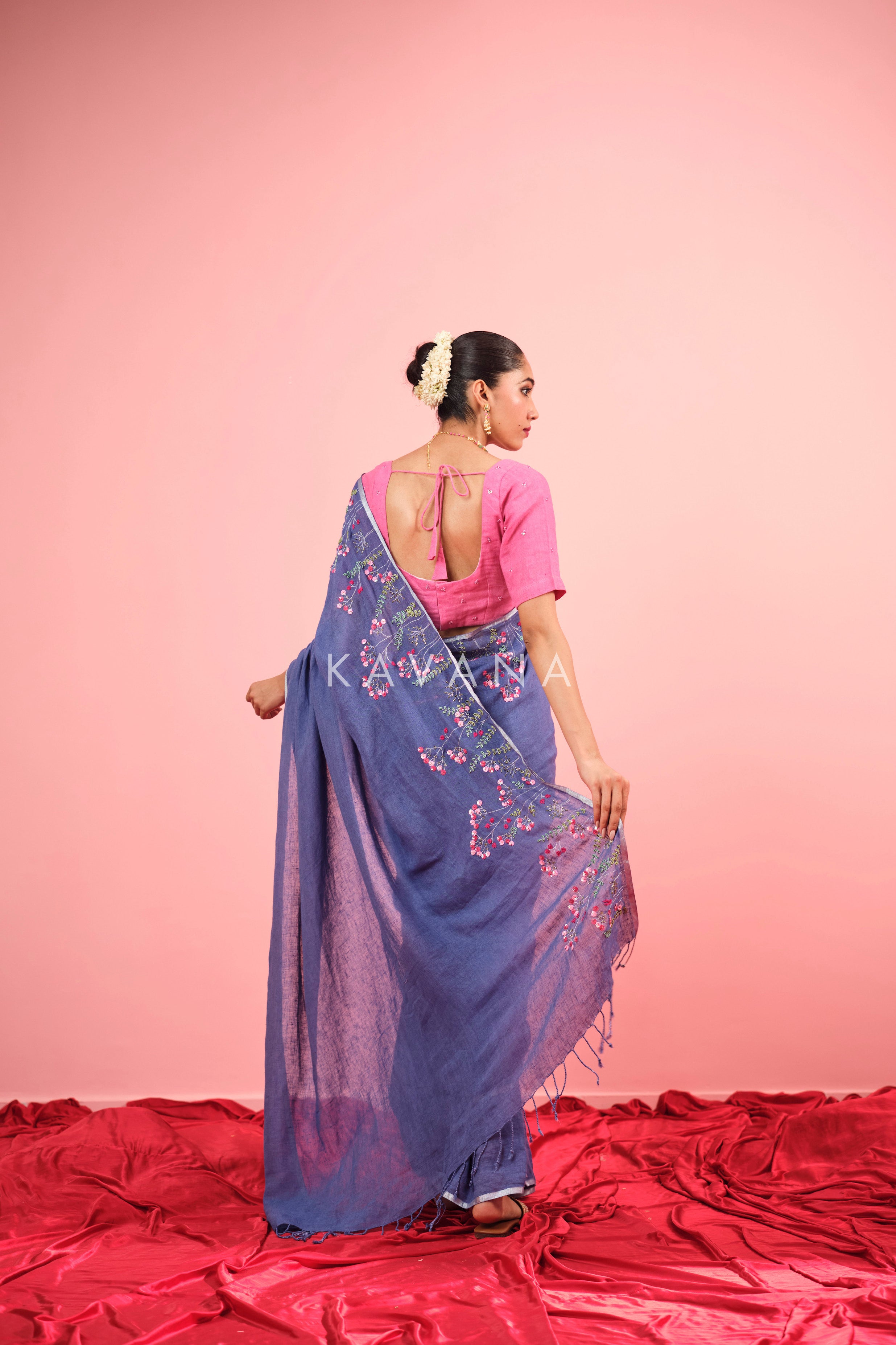 Neel Linen Sari