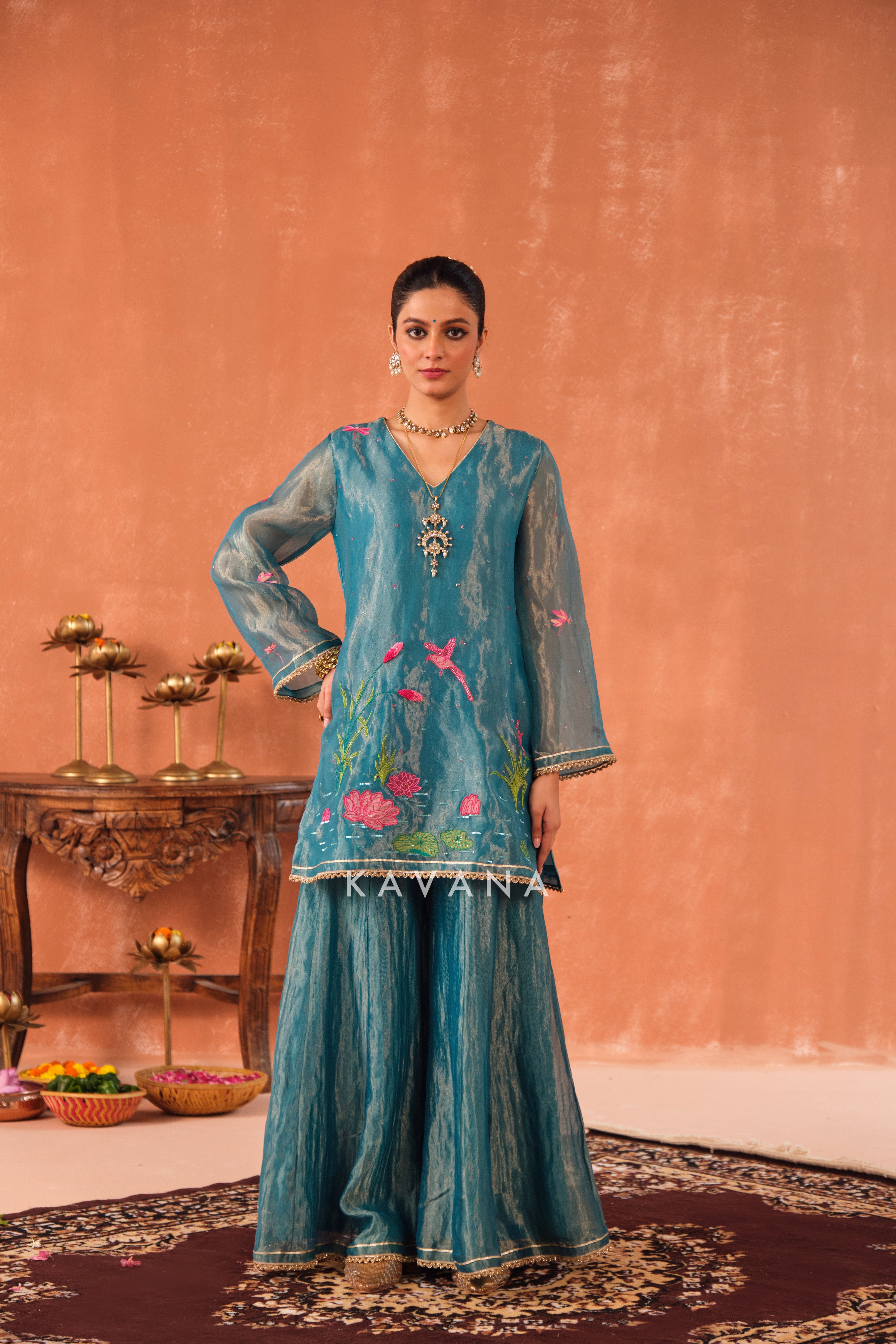 Neelika Silk Tissue Kurta Set