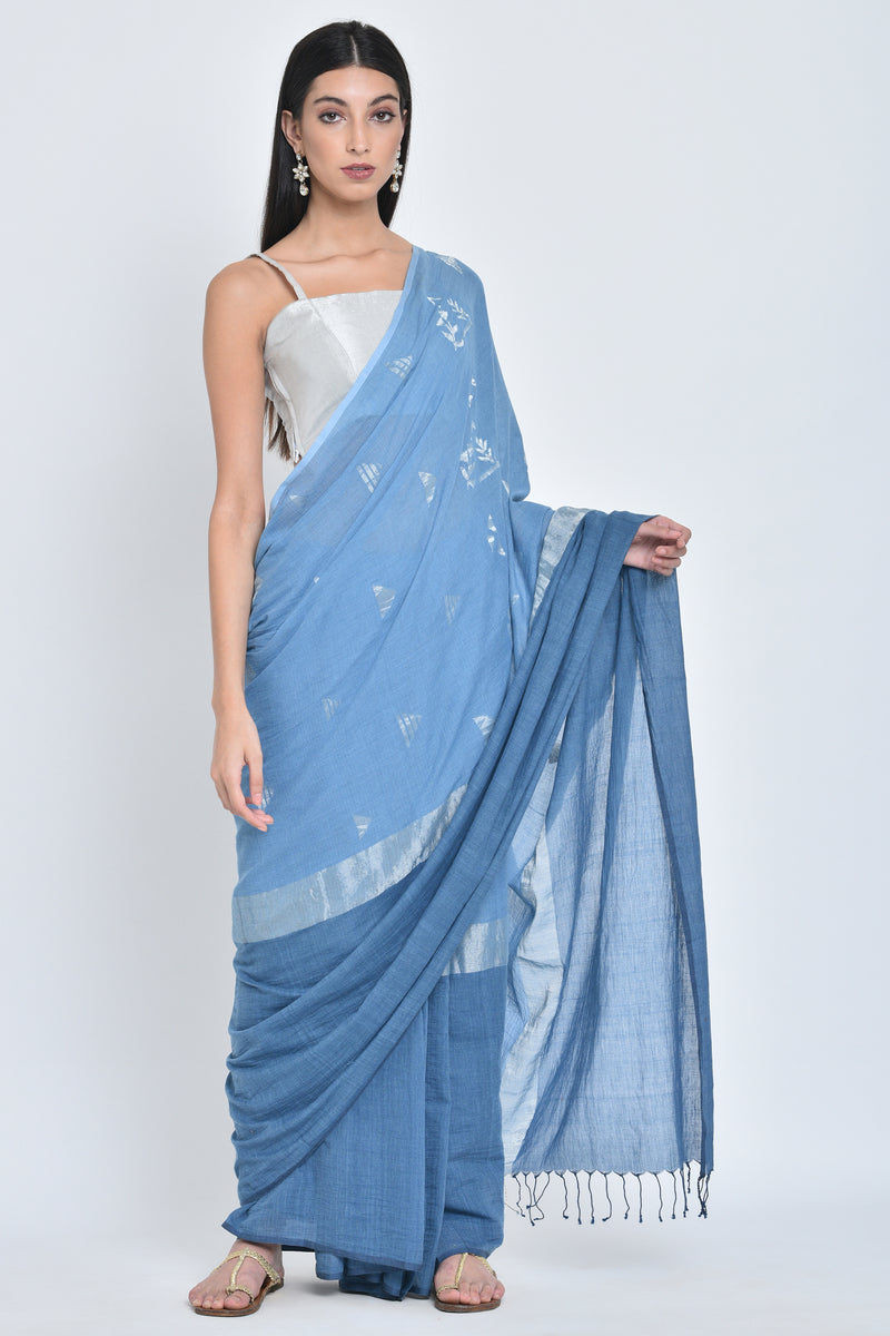 Ishi |Hanwoven Jamdani Organic Cotton Sari - kavana.in