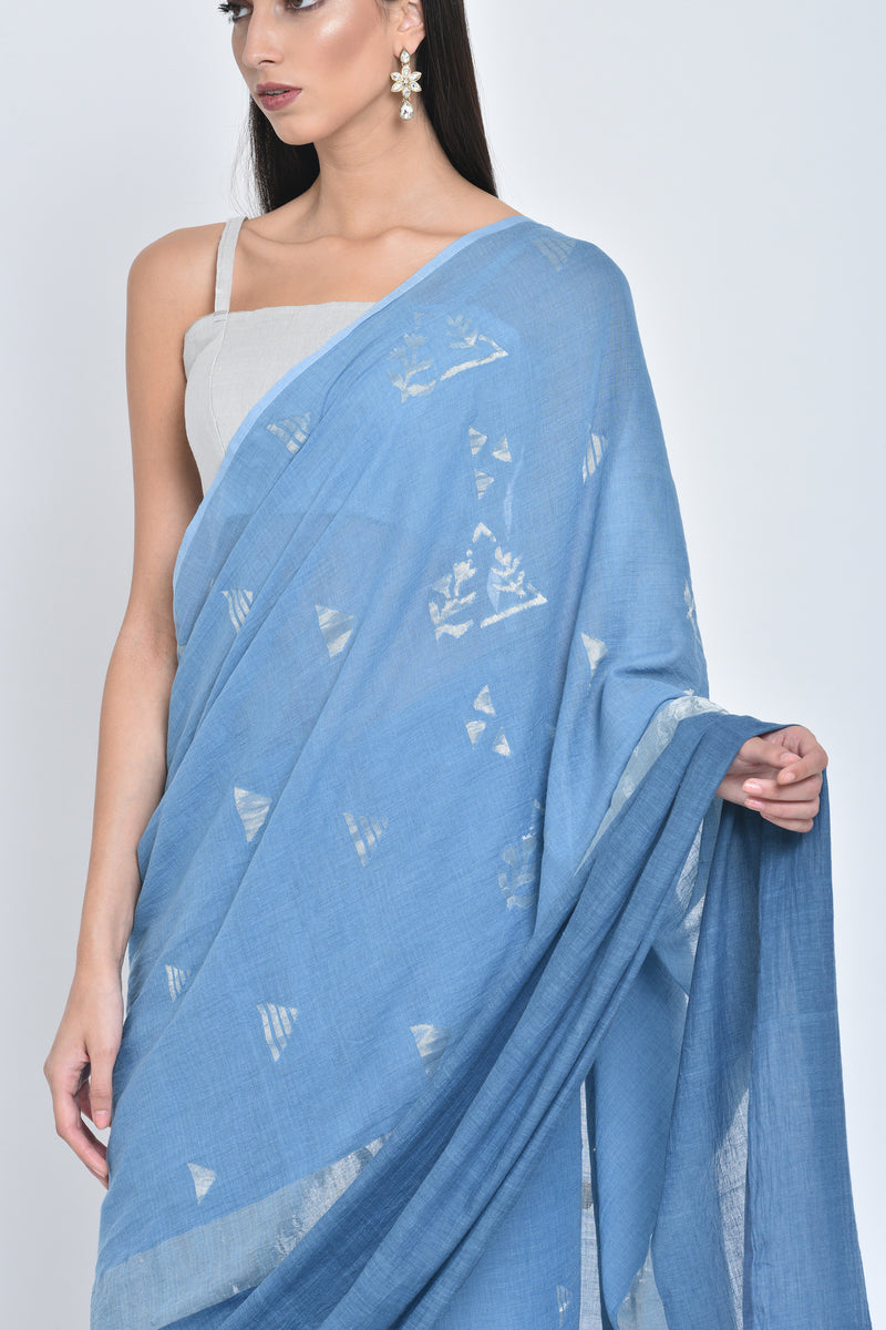 Ishi |Hanwoven Jamdani Organic Cotton Sari - kavana.in