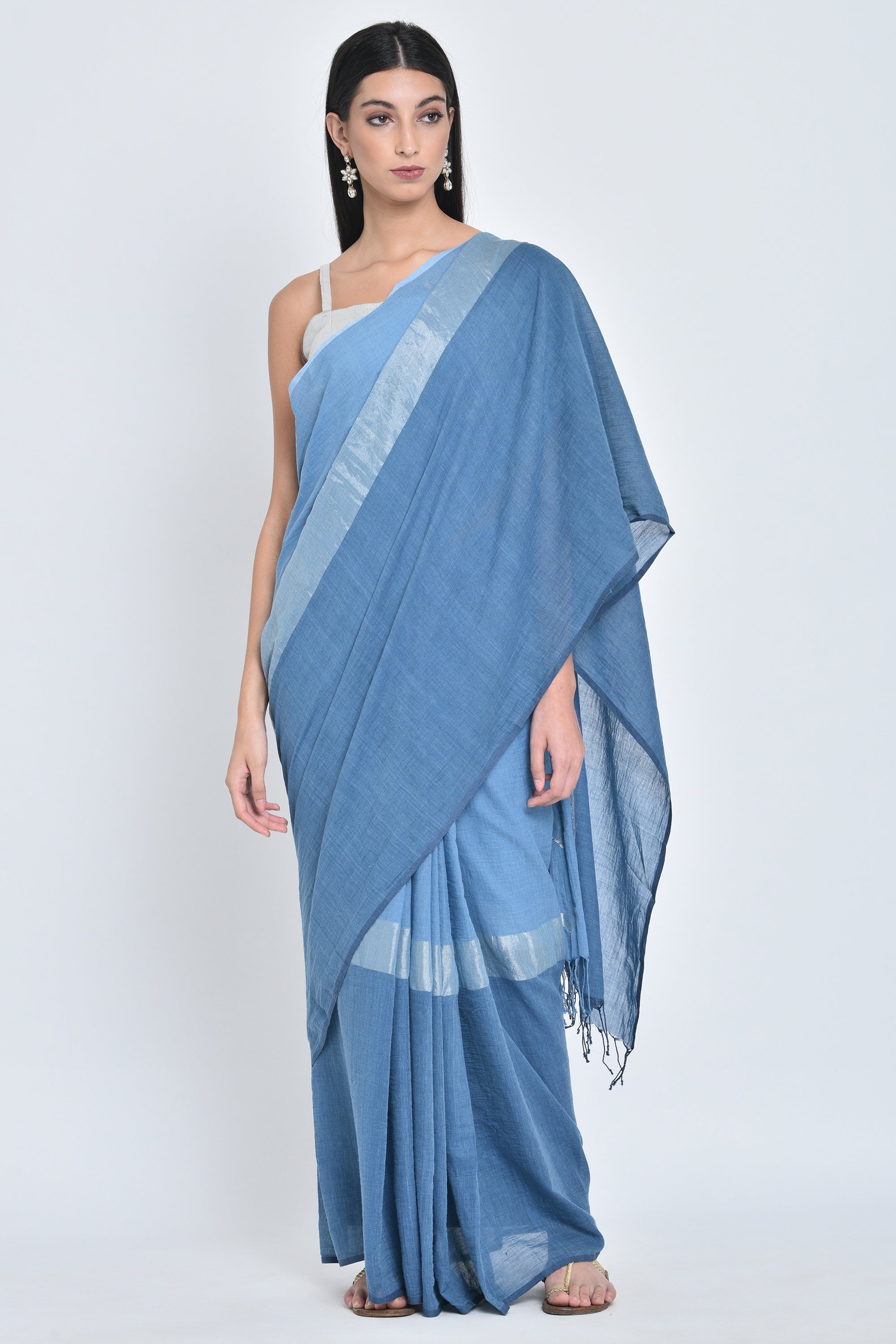 Ishi |Hanwoven Jamdani Organic Cotton Sari - kavana.in