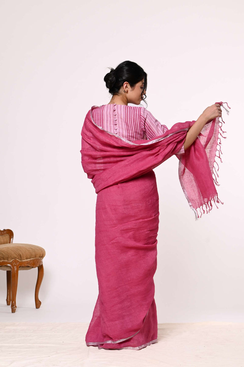 Ruby Linen Sari